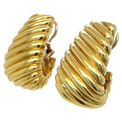 1960's 18k Yellow Gold Large Hoop Clip-On Earrings