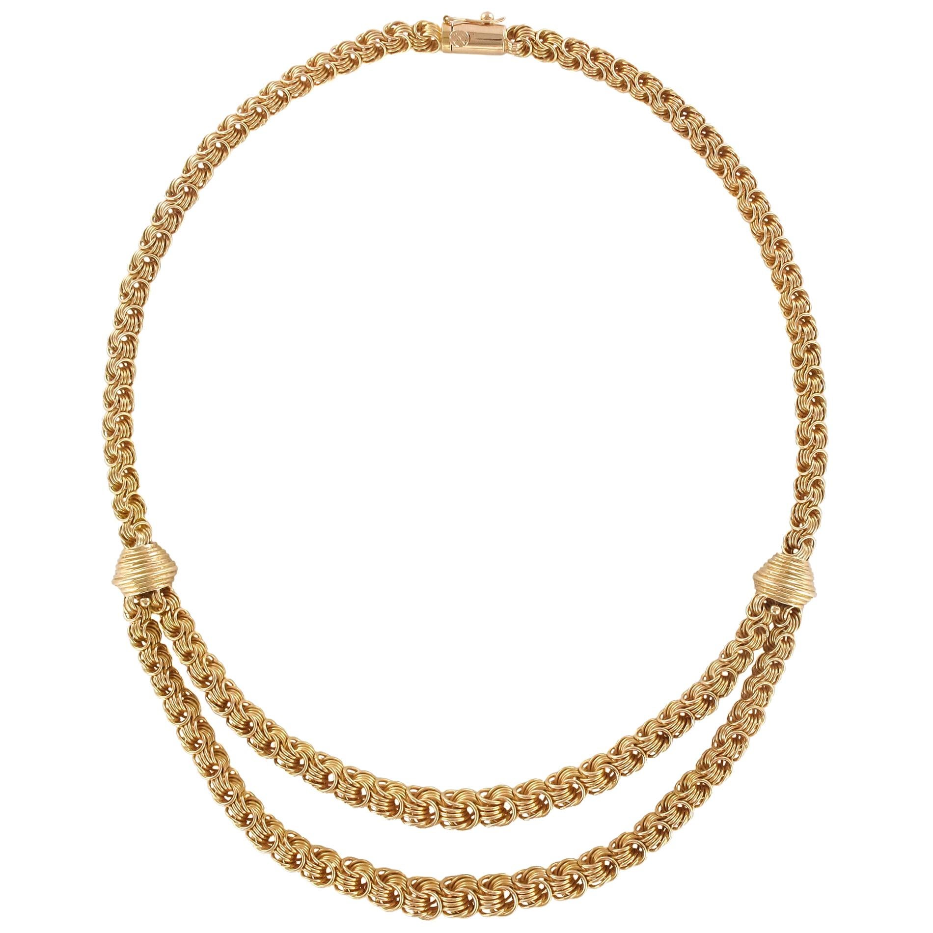 1960s 18 Karat Rose Gold Drapery Necklace For Sale