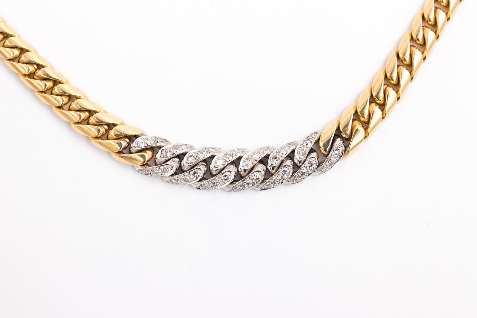 Women's 1960s 18 Karat Gold and Diamond Chocker Necklace For Sale