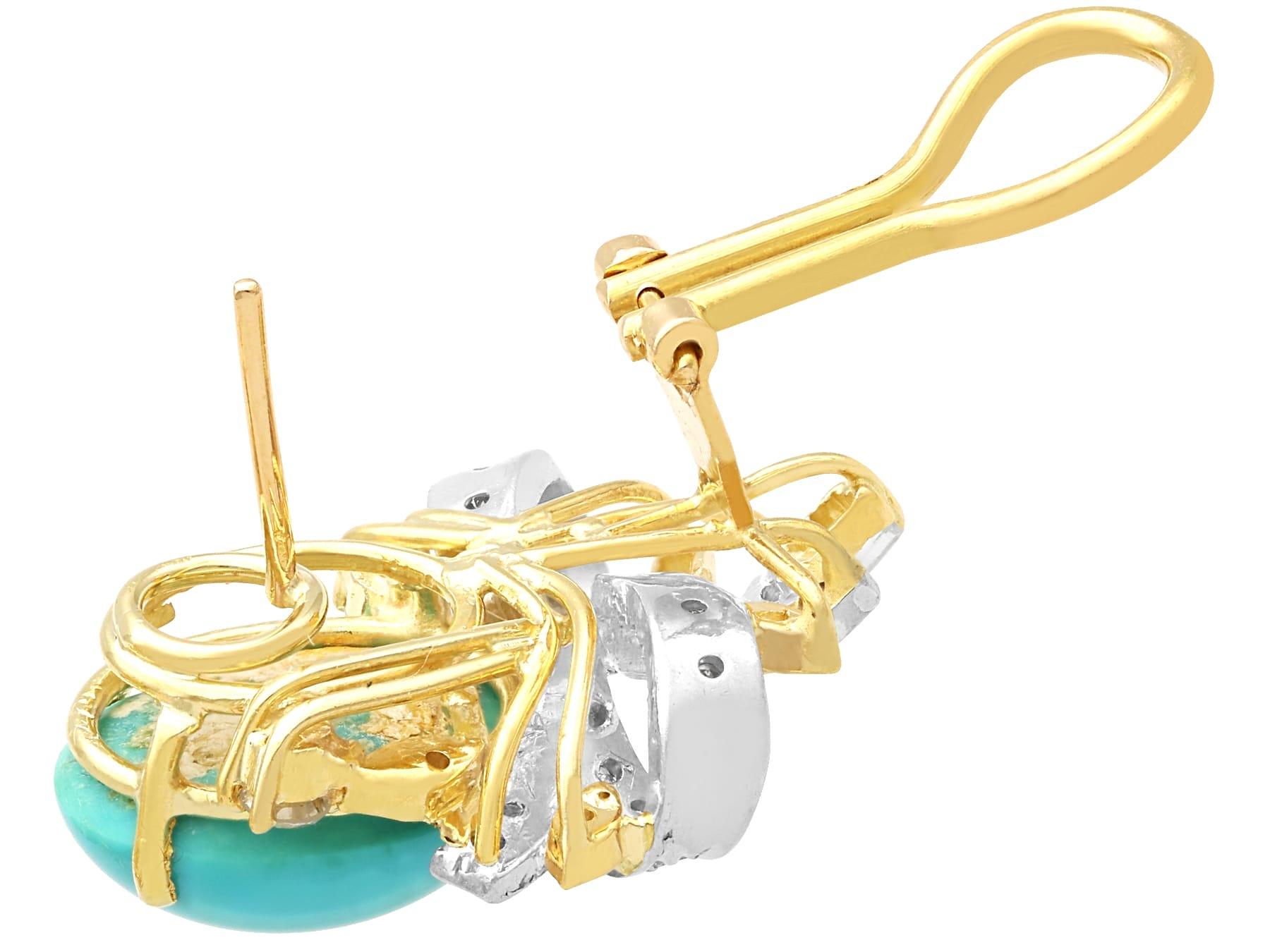 1960s 19.50 Carat Turquoise 2.80 Carat Diamond and 18k Yellow Gold Jewellery Set 5