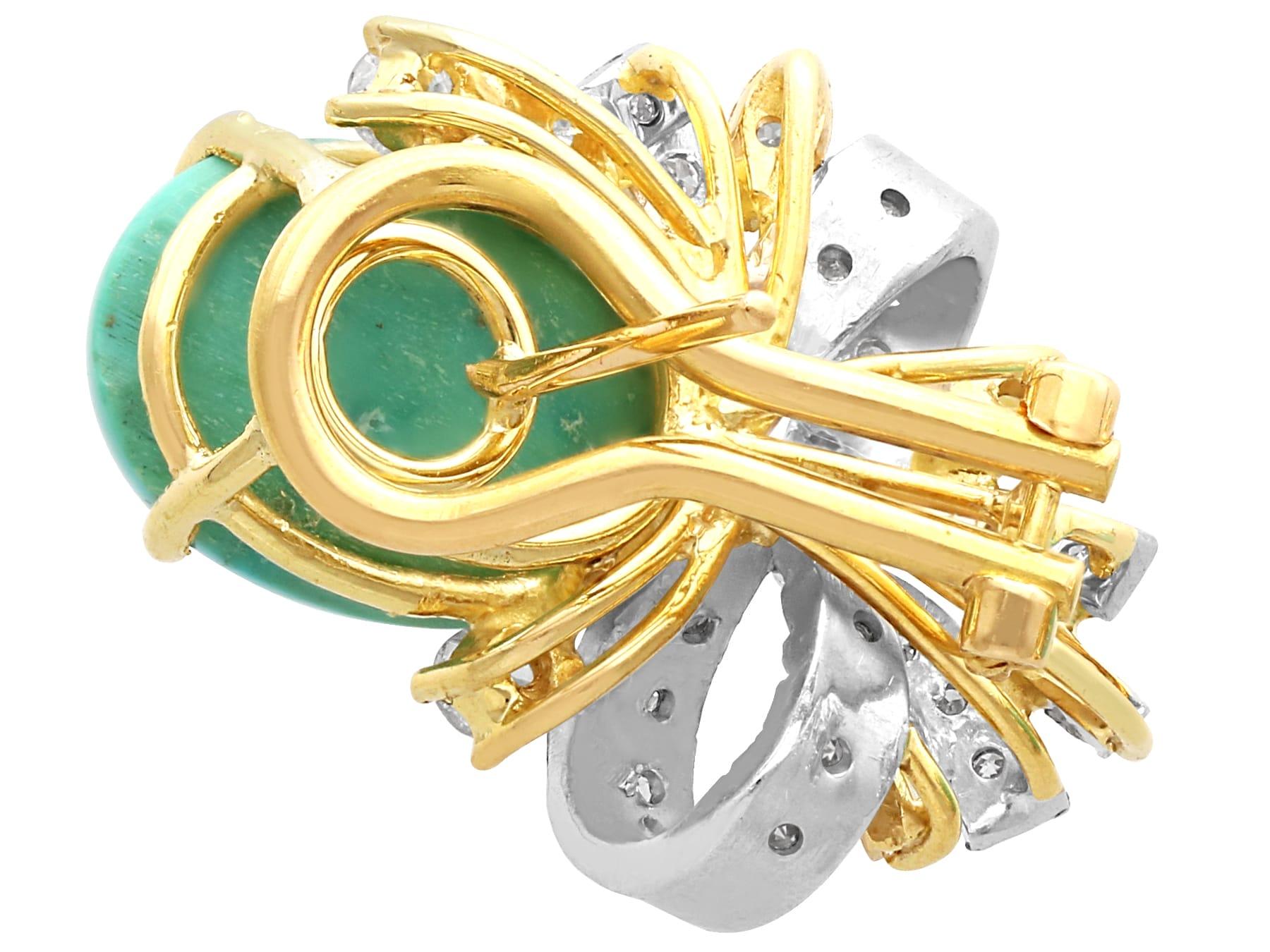 1960s 19.50 Carat Turquoise 2.80 Carat Diamond and 18k Yellow Gold Jewellery Set 6