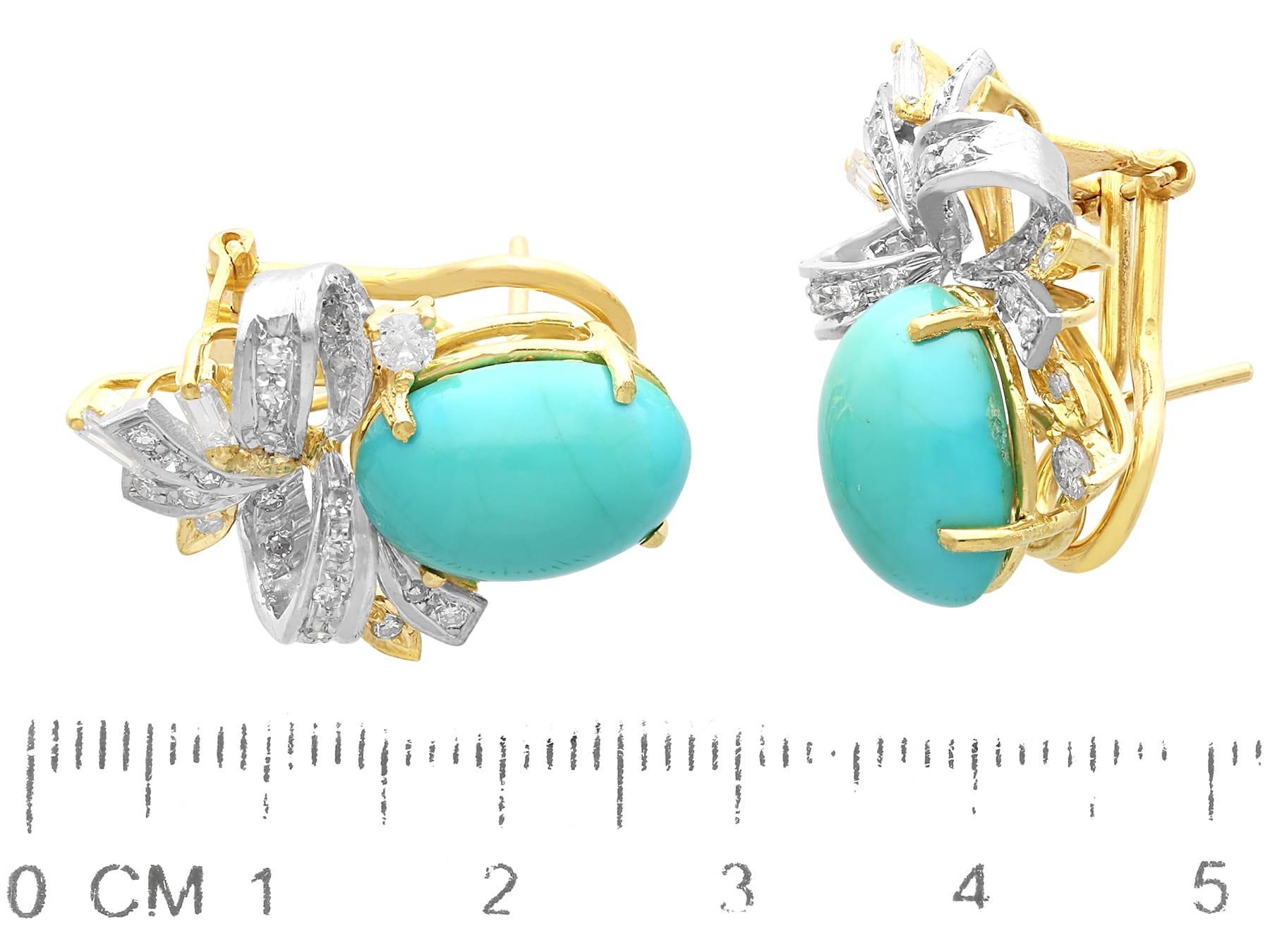 1960s 19.50 Carat Turquoise 2.80 Carat Diamond and 18k Yellow Gold Jewellery Set 7