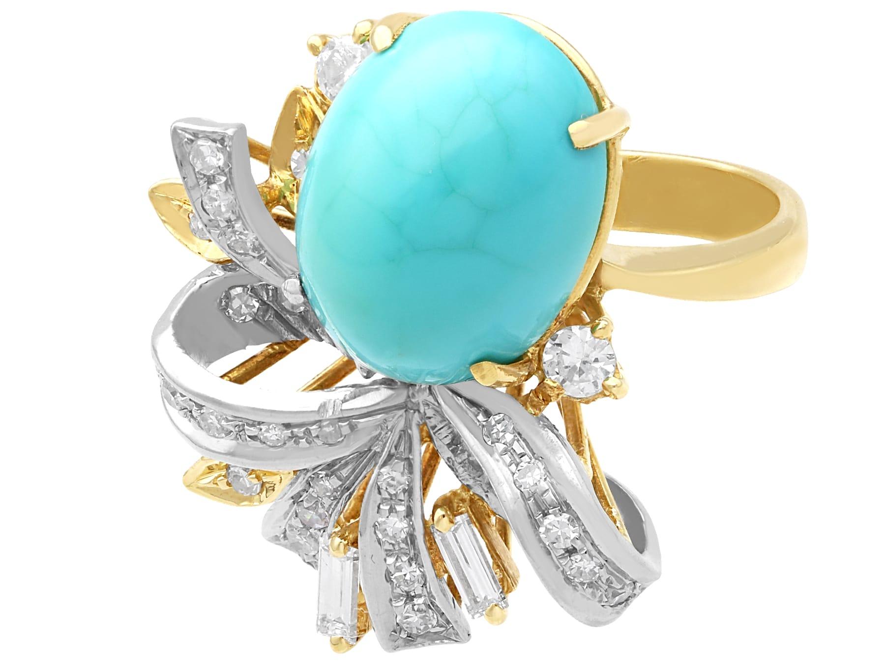 Women's or Men's 1960s 19.50 Carat Turquoise 2.80 Carat Diamond and 18k Yellow Gold Jewellery Set