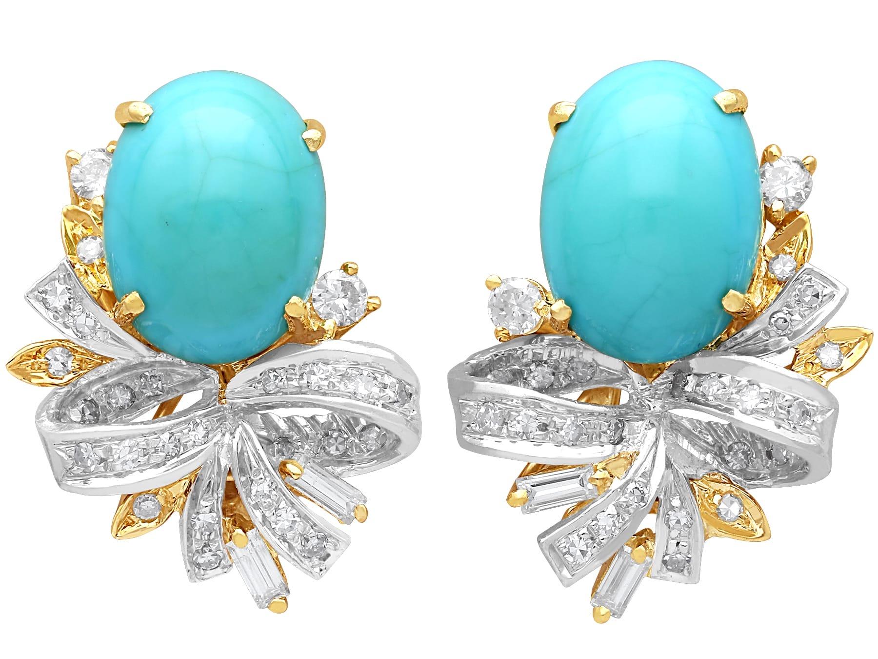 1960s 19.50 Carat Turquoise 2.80 Carat Diamond and 18k Yellow Gold Jewellery Set 3