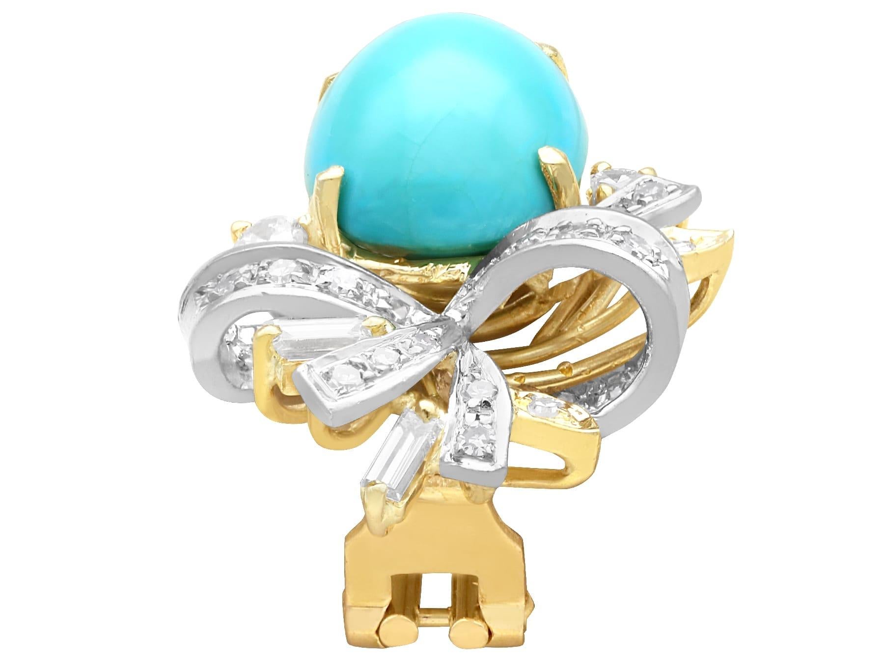 1960s 19.50 Carat Turquoise 2.80 Carat Diamond and 18k Yellow Gold Jewellery Set 4