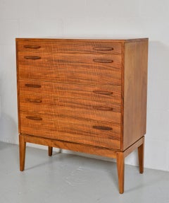 1960s-1950s Midcentury Vintage British Alfred Cox Walnut Teak Chest of Drawers