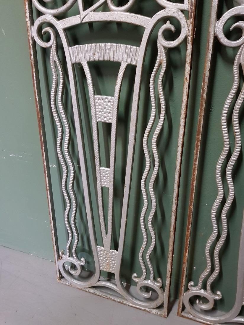 20th Century 1960s-1970s 2 French Cast Iron Door Fences with Vases and Flowers