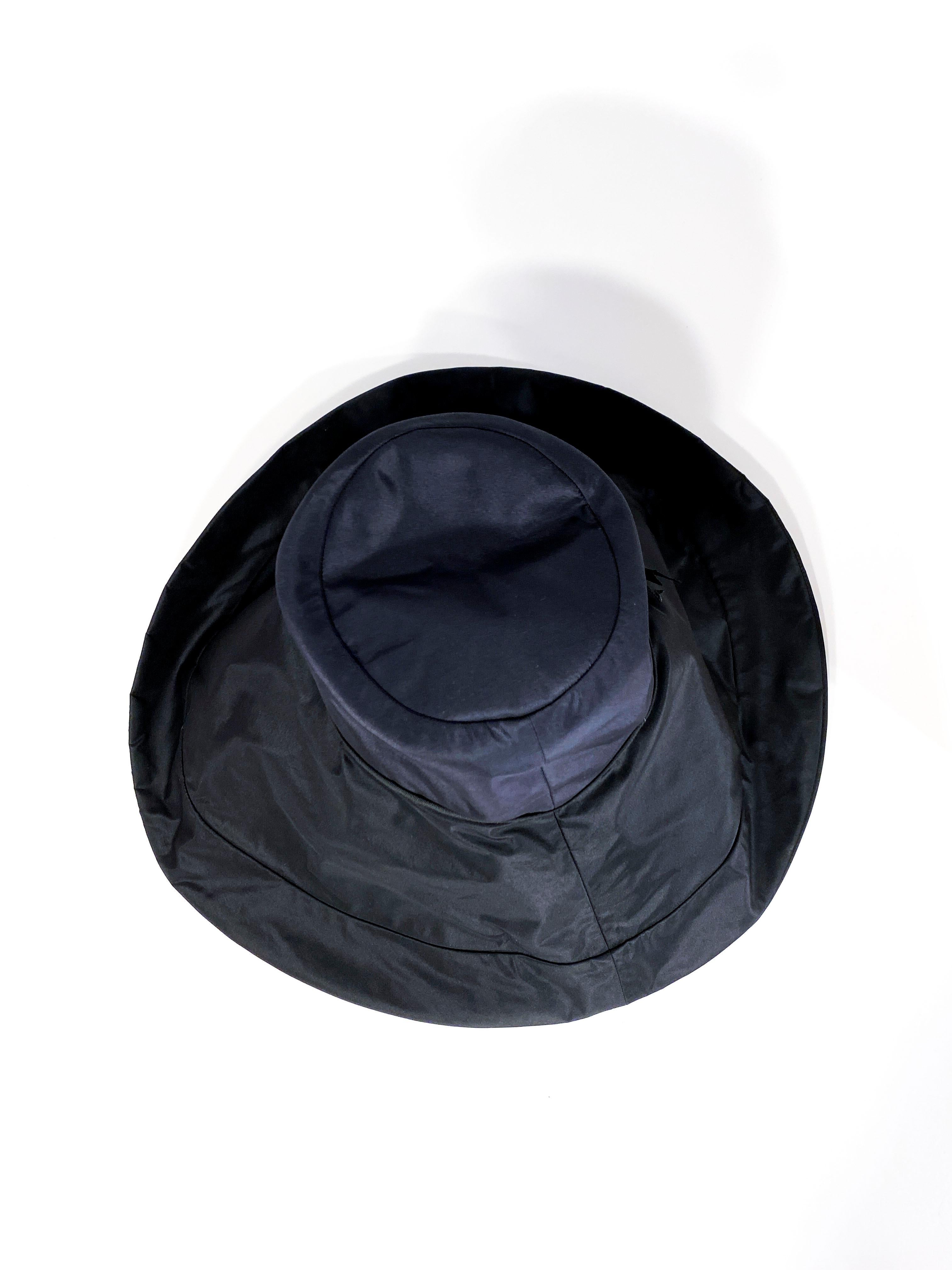 1960s/1970s Black Wide-Brimmed Unstructured Day Hat 1
