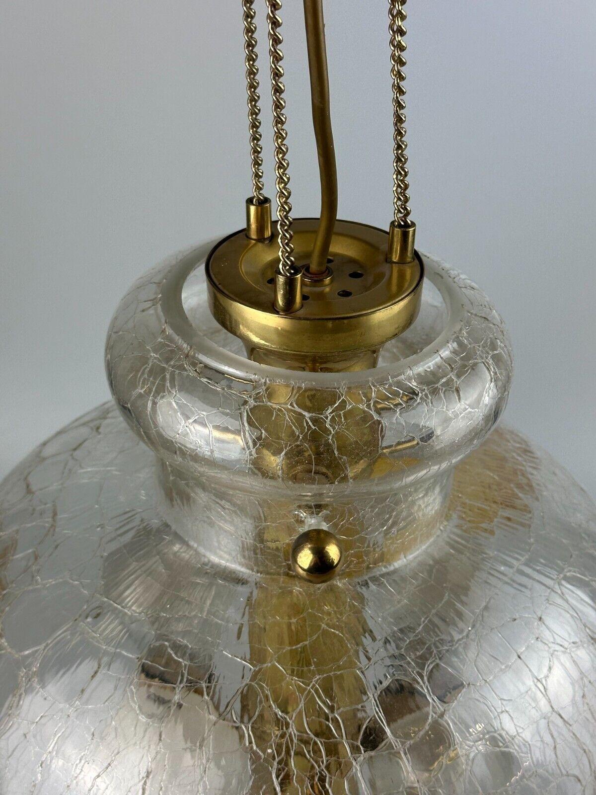1960's 1970's Brutalist Ceiling Lamp Pendant Lamp Brass & Murano Glass For Sale 6