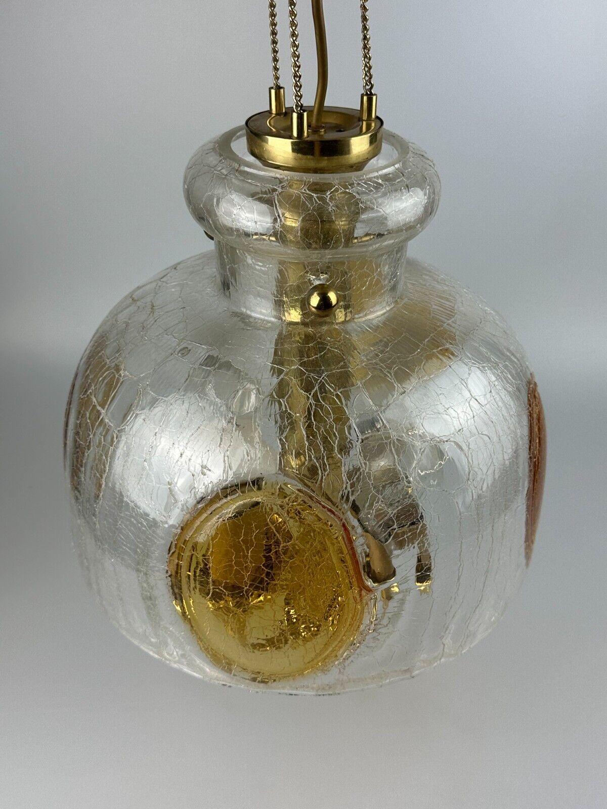 1960's 1970's Brutalist Ceiling Lamp Pendant Lamp Brass & Murano Glass For Sale 9