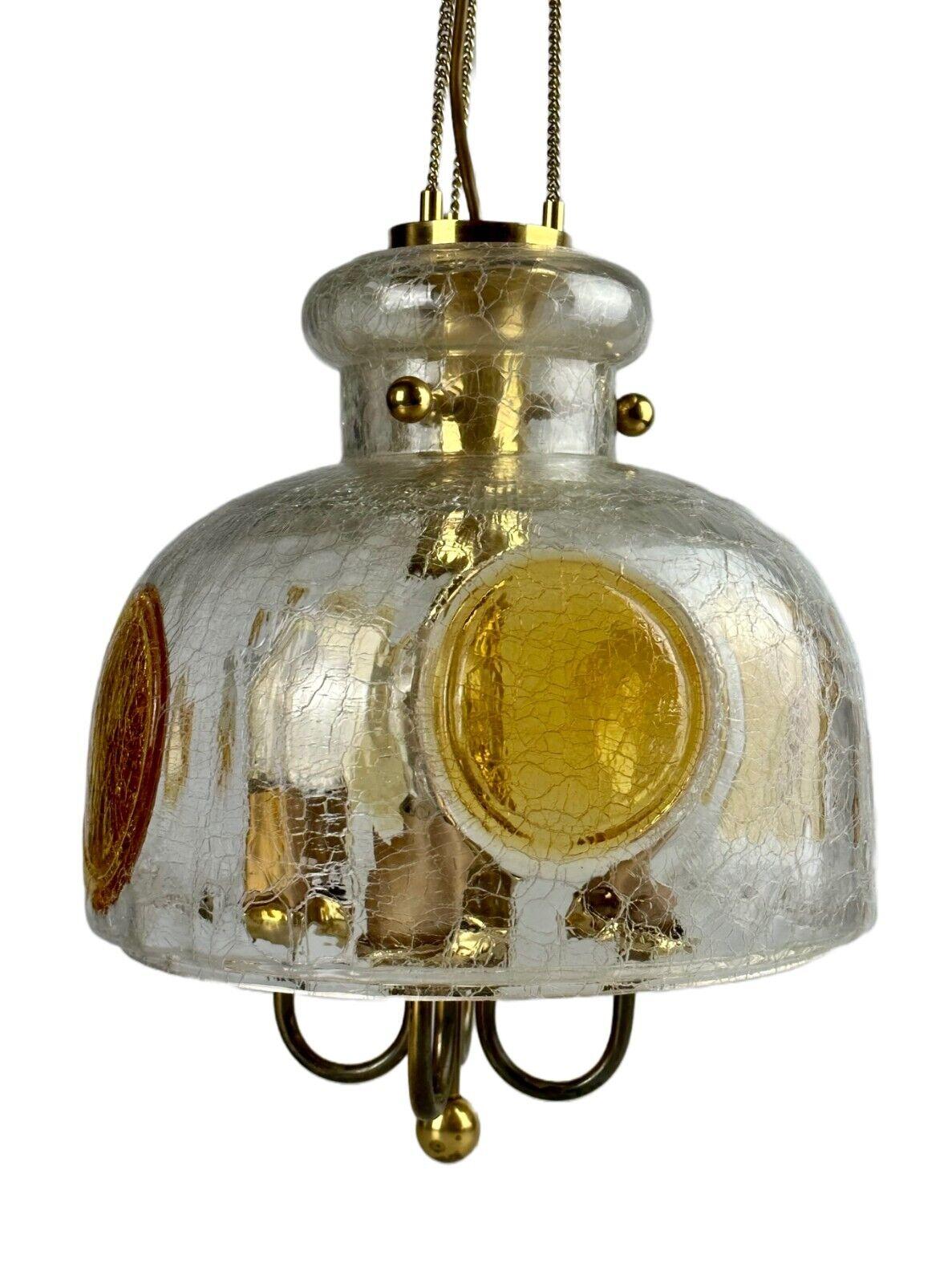 1960's 1970's Brutalist Ceiling Lamp Pendant Lamp Brass & Murano Glass

Object: ceiling lamp

Manufacturer:

Condition: good - vintage

Age: around 1960-1970

Dimensions:

Diameter 35cm
Height = 41cm

Other notes:

4x E27 socket

The pictures serve