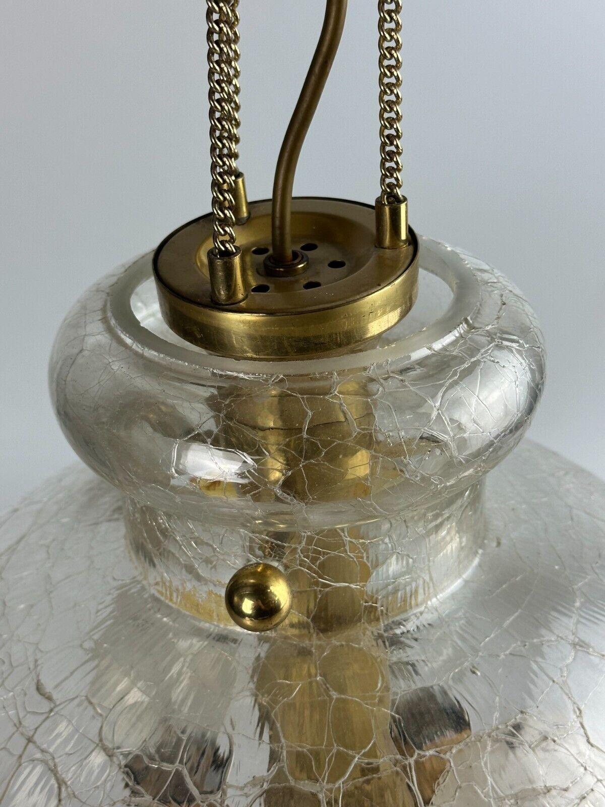 Late 20th Century 1960's 1970's Brutalist Ceiling Lamp Pendant Lamp Brass & Murano Glass For Sale
