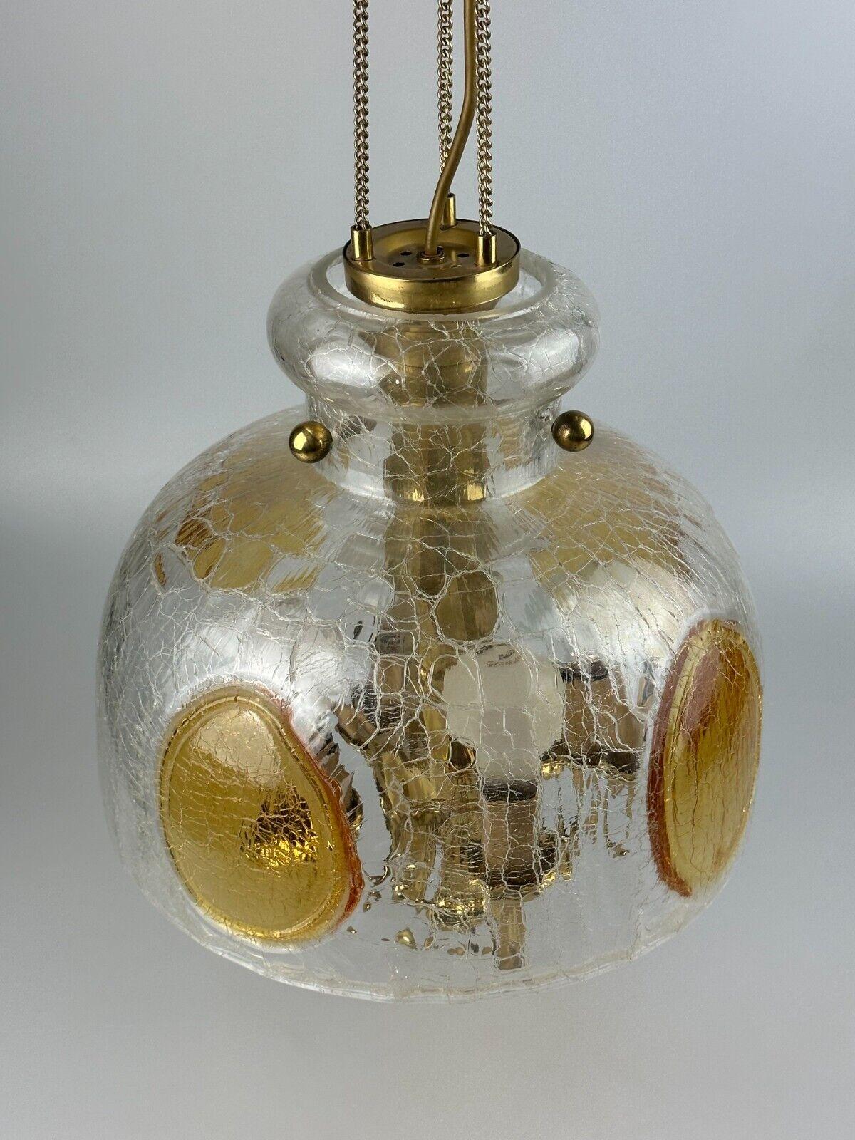 1960's 1970's Brutalist Ceiling Lamp Pendant Lamp Brass & Murano Glass For Sale 2