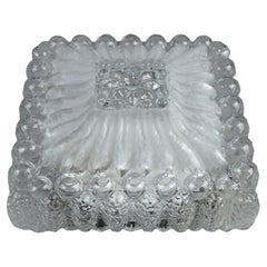 1960s 1970s Ceiling Lamp Flush Mount in Glass & Metal German Design