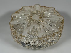 1960s 1970s Ceiling Lamp Flush Mount in Glass & Metal Space Age Design