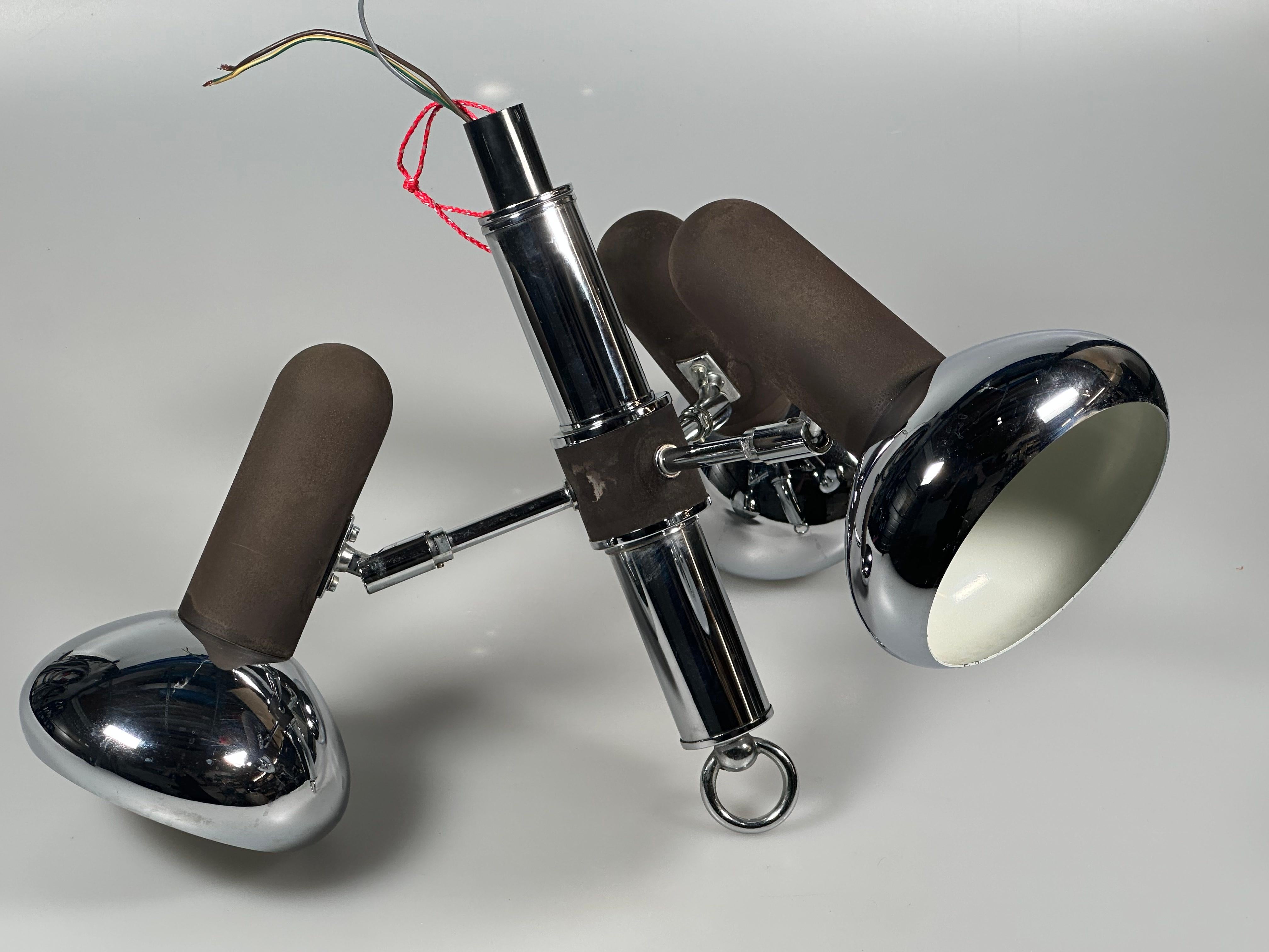 1960s 1970s Lampada da soffitto Faretto a 3 luci in metallo Design/One in vendita 4