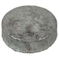 1960s 1970s Ceiling Light Flush Mount Ice Glass from Hillebrand Germany