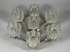 1960s 1970s Ceiling or Wall Lamp German Ice Glass Space Age Design