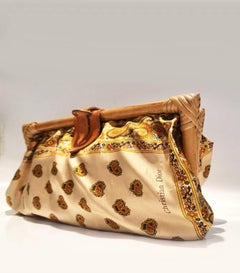 1960s/1970s Christian Dior Boho Hippie Paisley Clutch Bamboo Clutch Bag