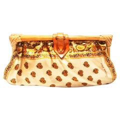 1960er/1970er Christian Dior Boho Hippie Paisley Clutch Bamboo Clutch Bag