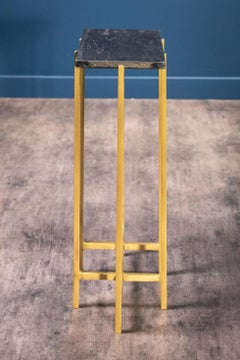 1960s-1970s Design Style Black Marble and Brass Pair of Side Tables