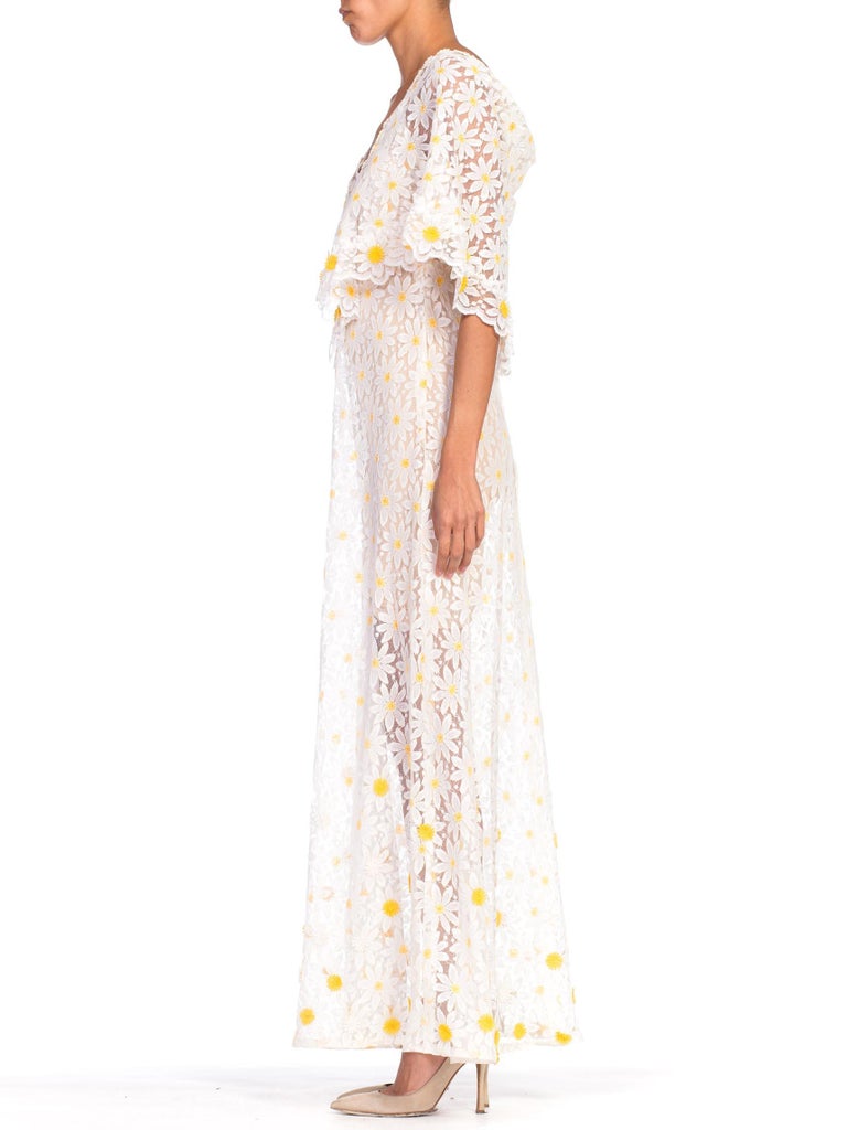 1960s - 1970s Floral Daisy Sheer Lace Dress at 1stDibs