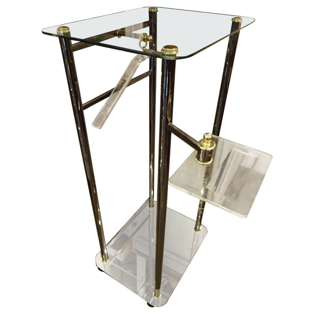 1960s-1970s France Cool and Detailed Valet-Plexi Glass, Chrome, Brass and Glass