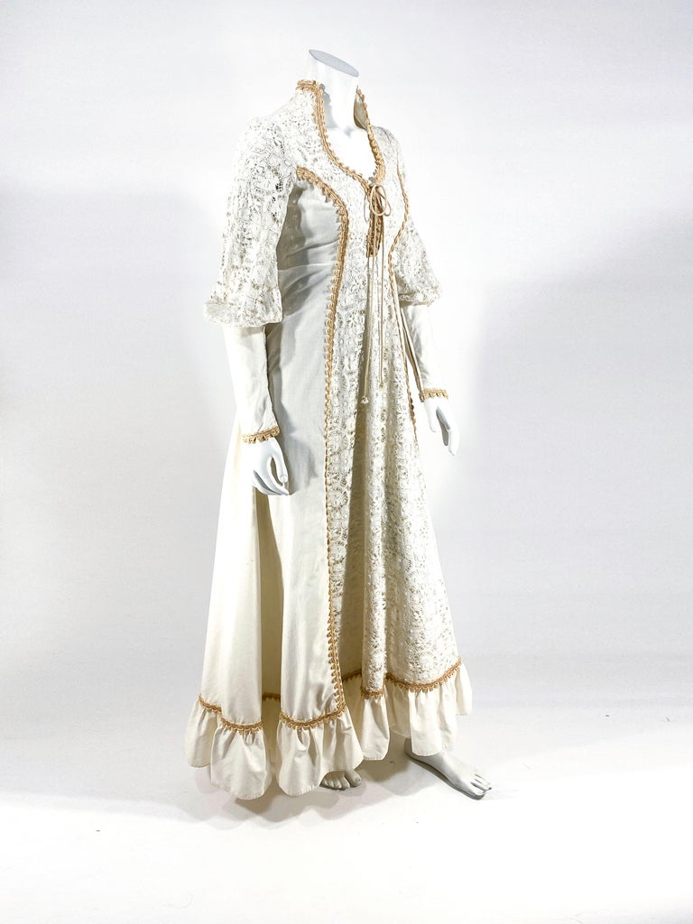 1960s/1970s Gunne Sax Lace Cottage Dress For Sale at 1stDibs