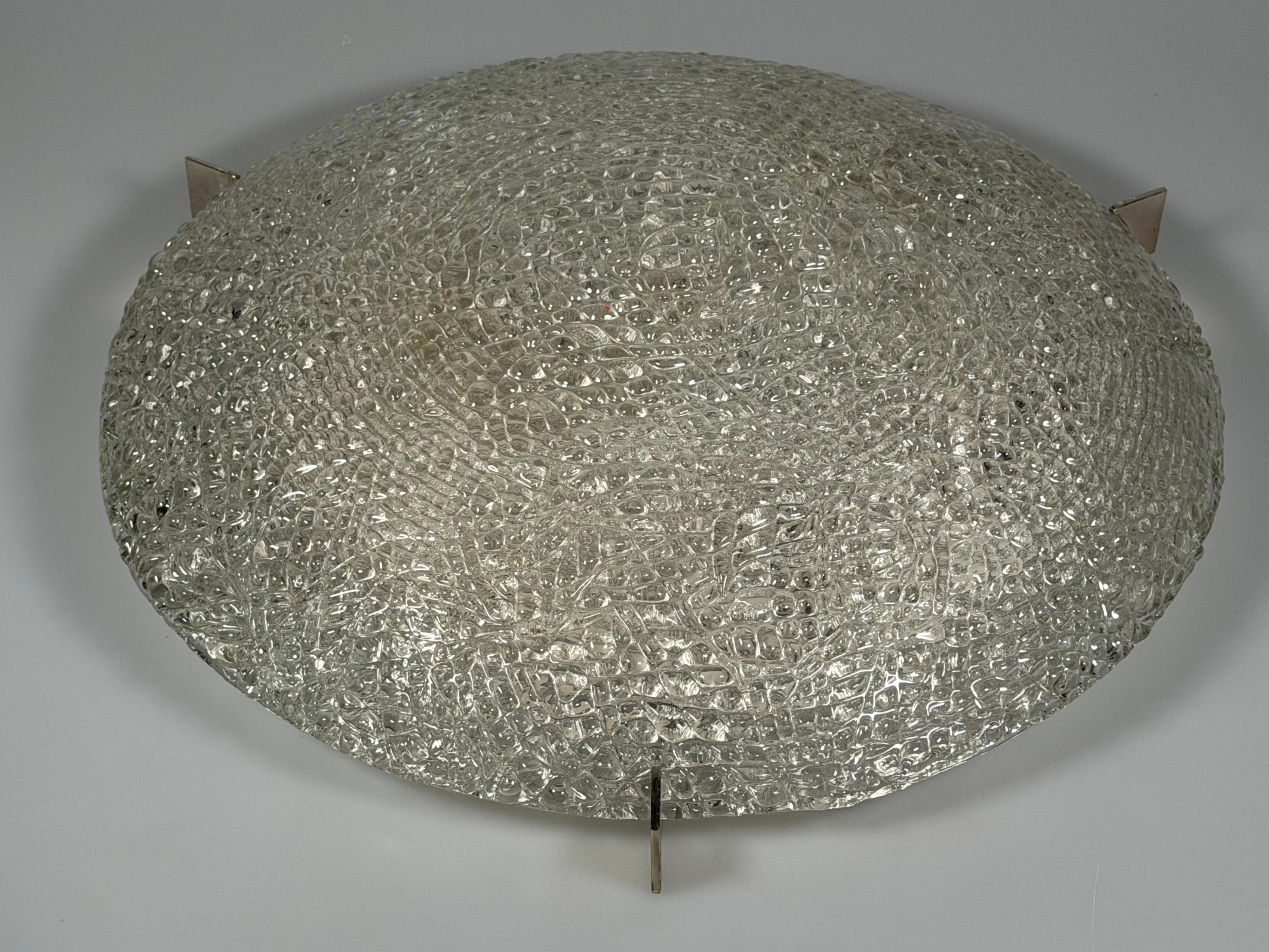 Empotrable de cristal de hielo de la década de 1970 de Kaiser Leuchten Alemania en venta 5