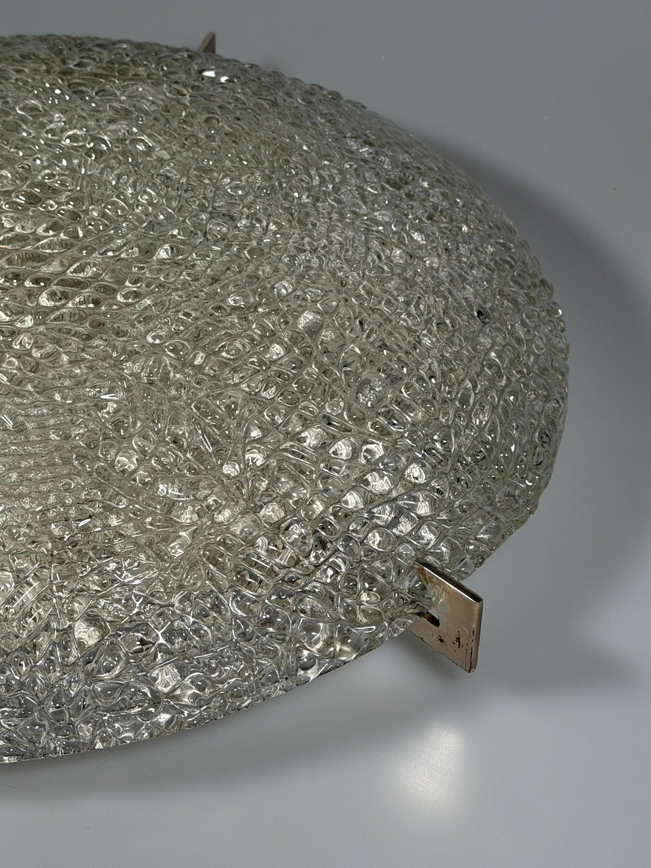 Empotrable de cristal de hielo de la década de 1970 de Kaiser Leuchten Alemania en venta 1