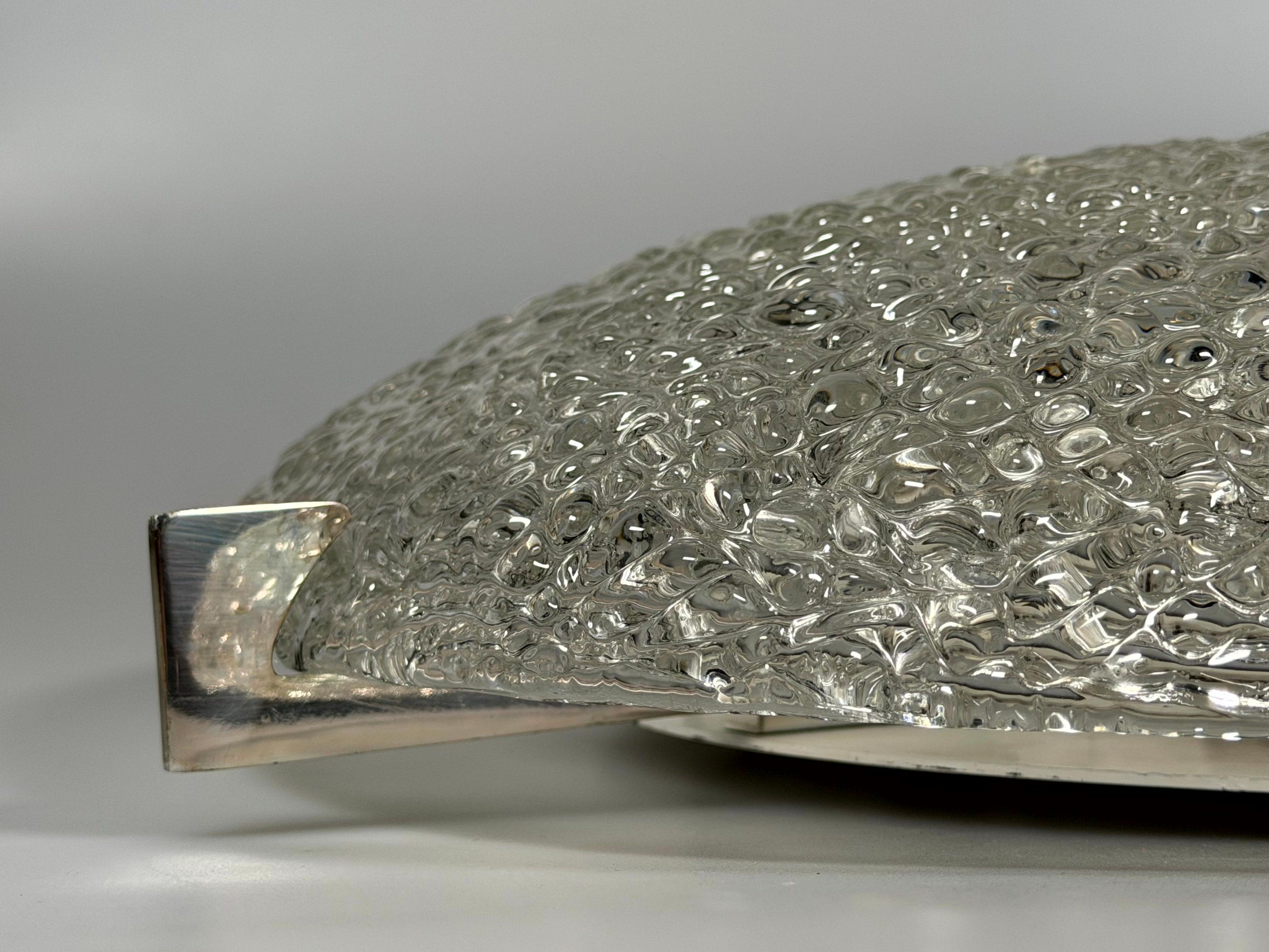 Empotrable de cristal de hielo de la década de 1970 de Kaiser Leuchten Alemania en venta 2