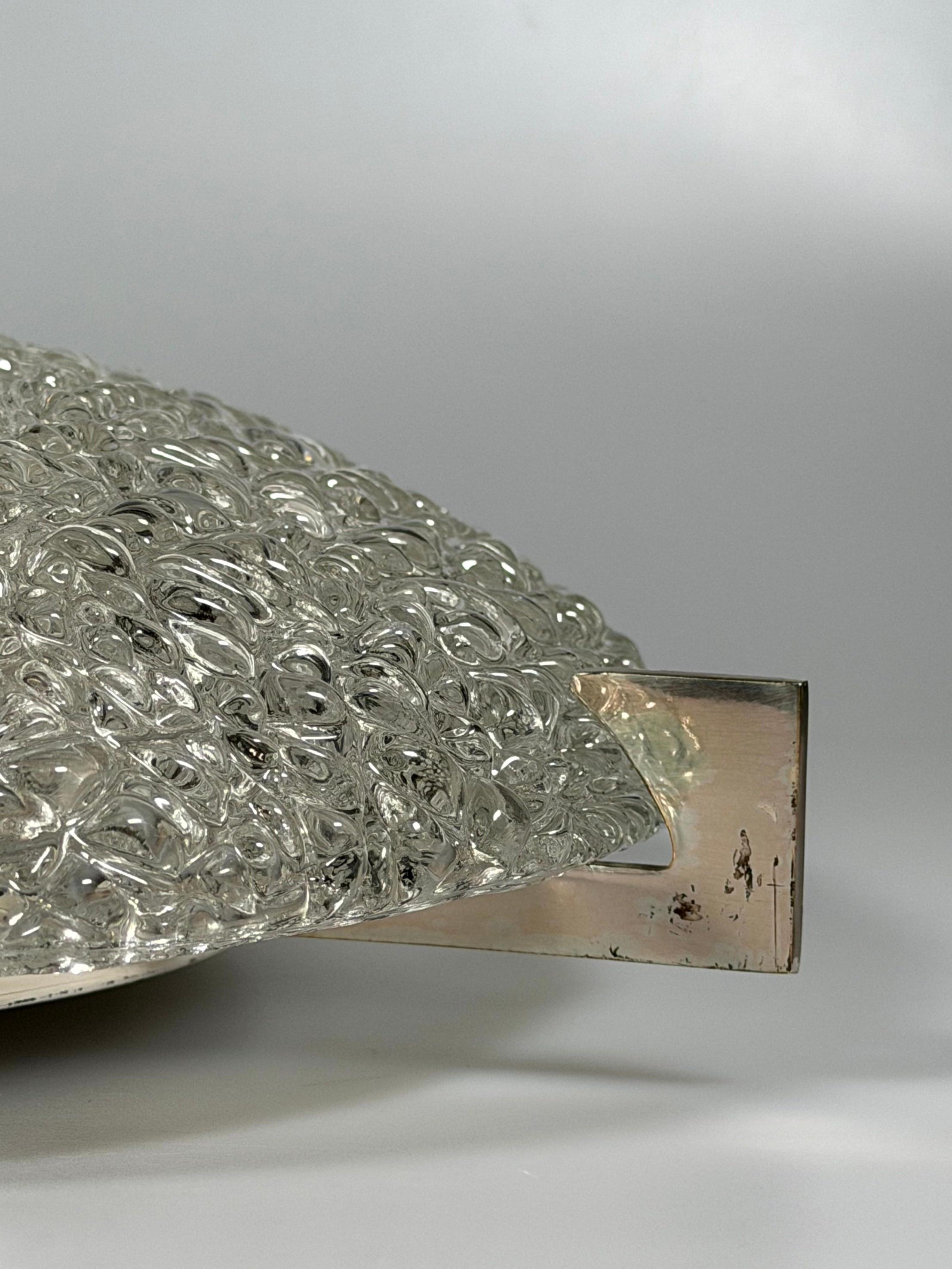 Empotrable de cristal de hielo de la década de 1970 de Kaiser Leuchten Alemania en venta 3