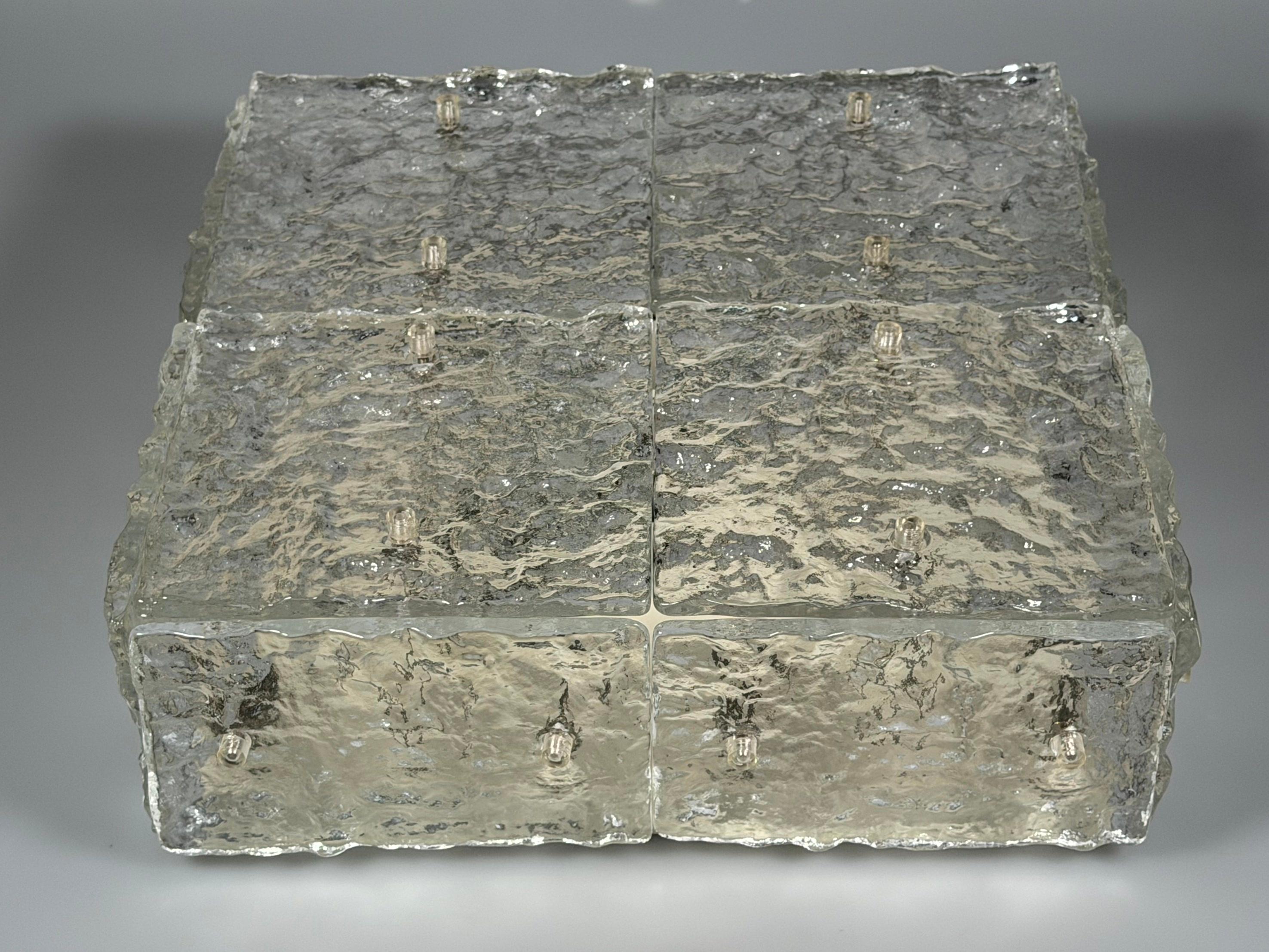 Plafonera de cristal de hielo de los años 60 de la década de 1970 de Kalmar Franken KG Austria en venta 5