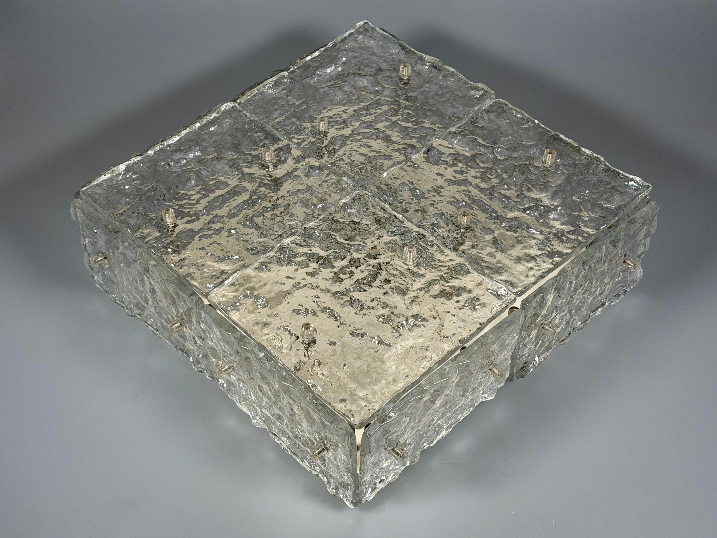 Plafonera de cristal de hielo de los años 60 de la década de 1970 de Kalmar Franken KG Austria en venta 6