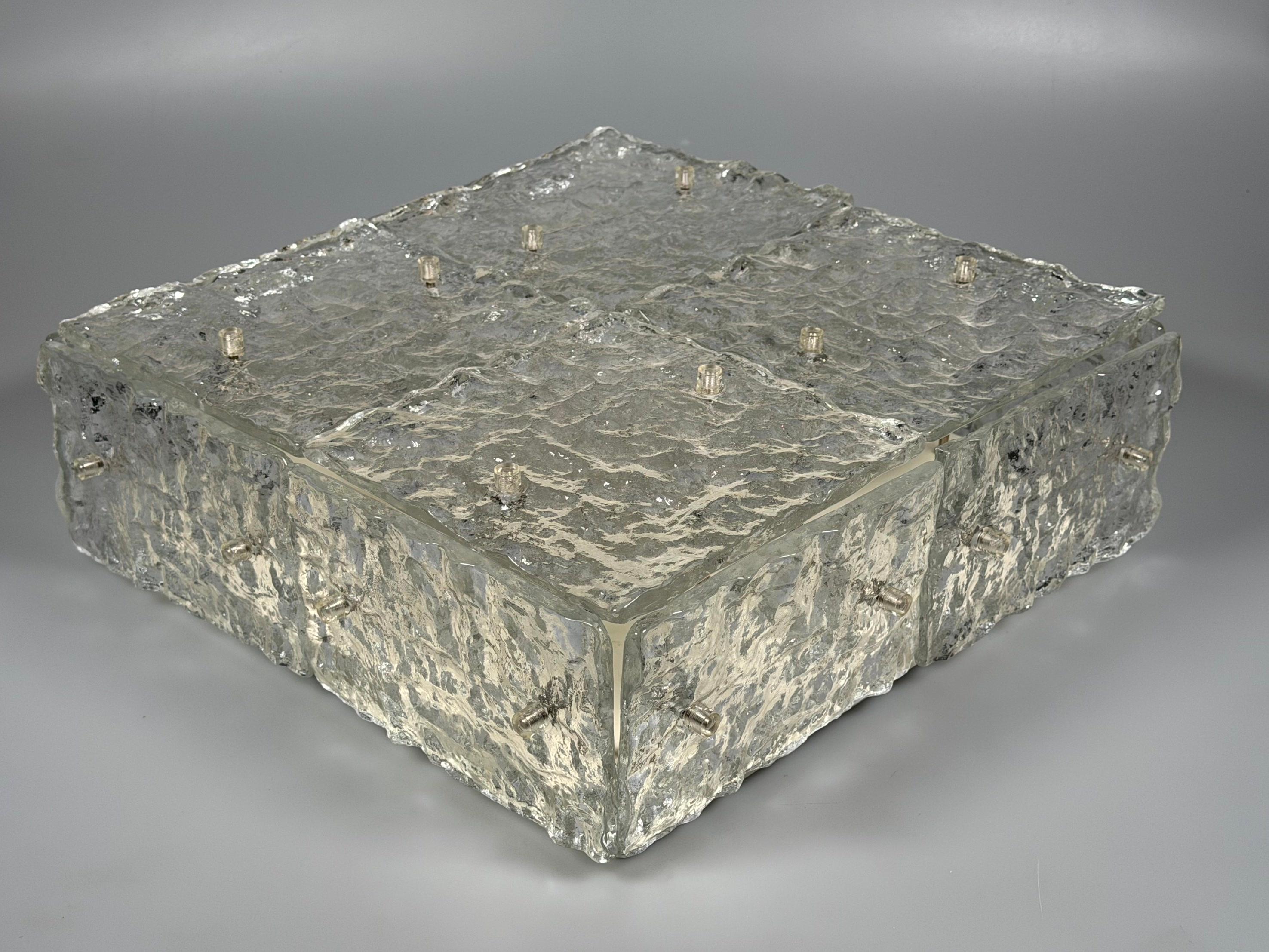 Plafonera de cristal de hielo de los años 60 de la década de 1970 de Kalmar Franken KG Austria en venta 7