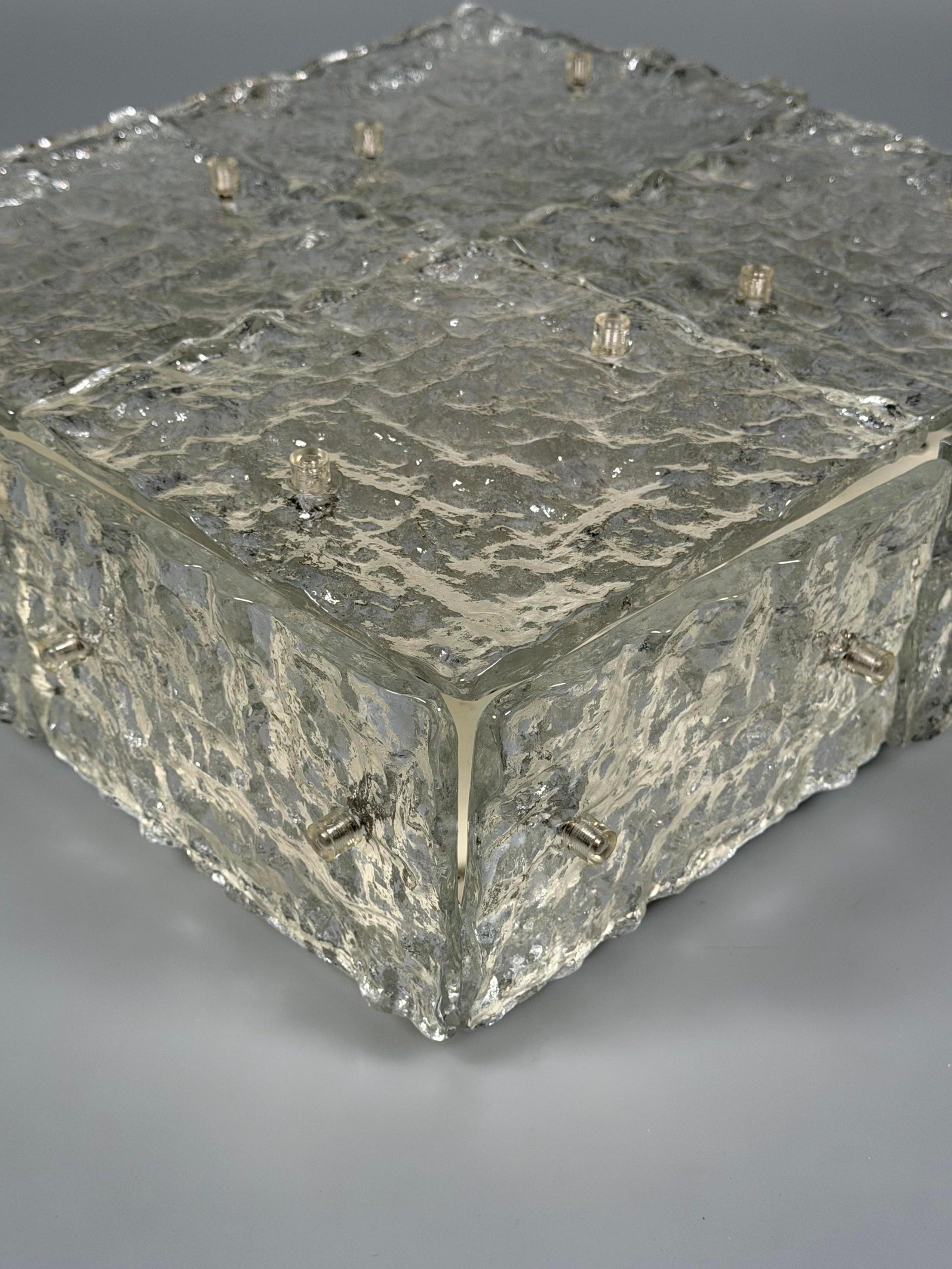 Plafonera de cristal de hielo de los años 60 de la década de 1970 de Kalmar Franken KG Austria en venta 8