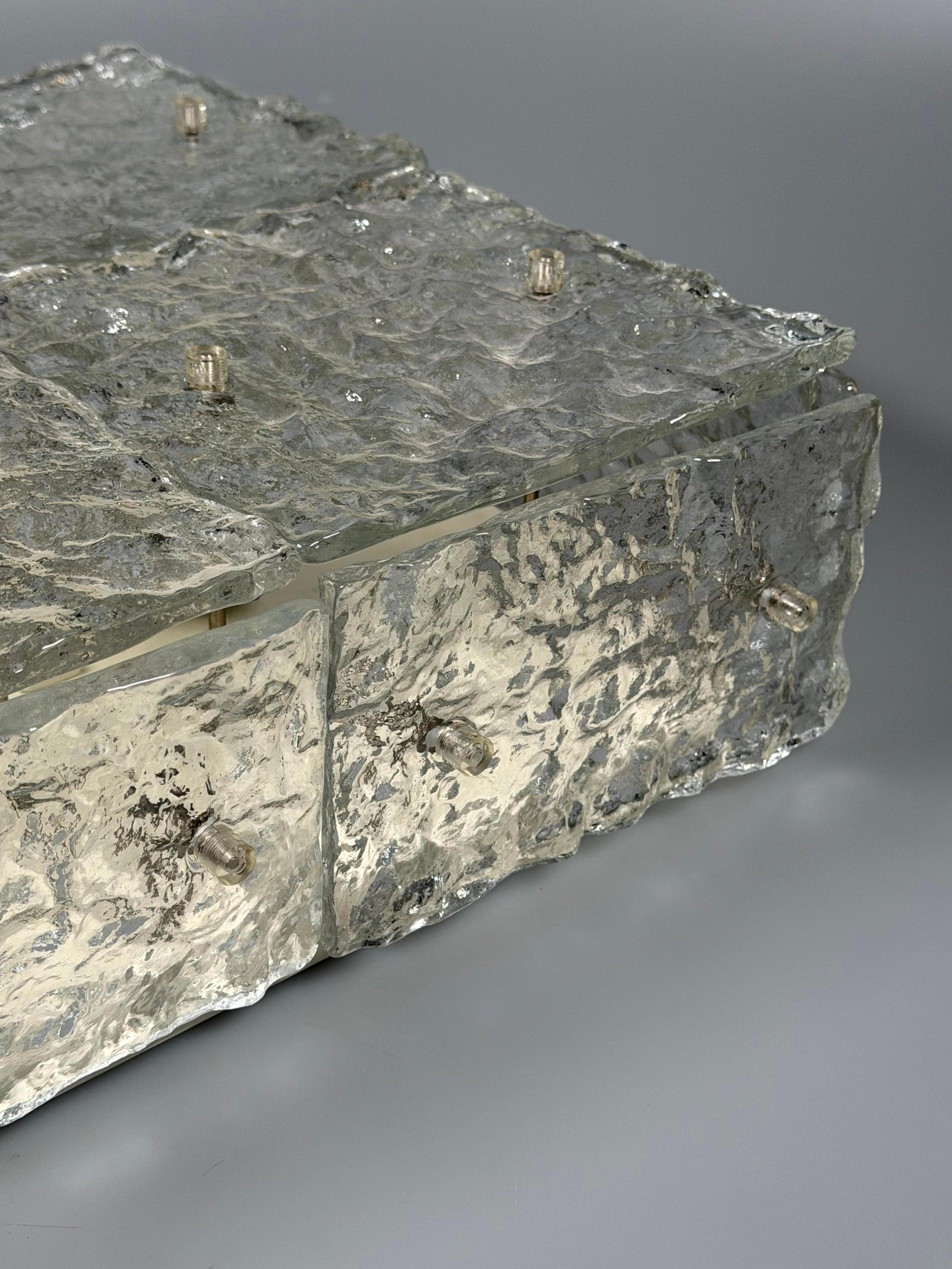 Plafonera de cristal de hielo de los años 60 de la década de 1970 de Kalmar Franken KG Austria en venta 9