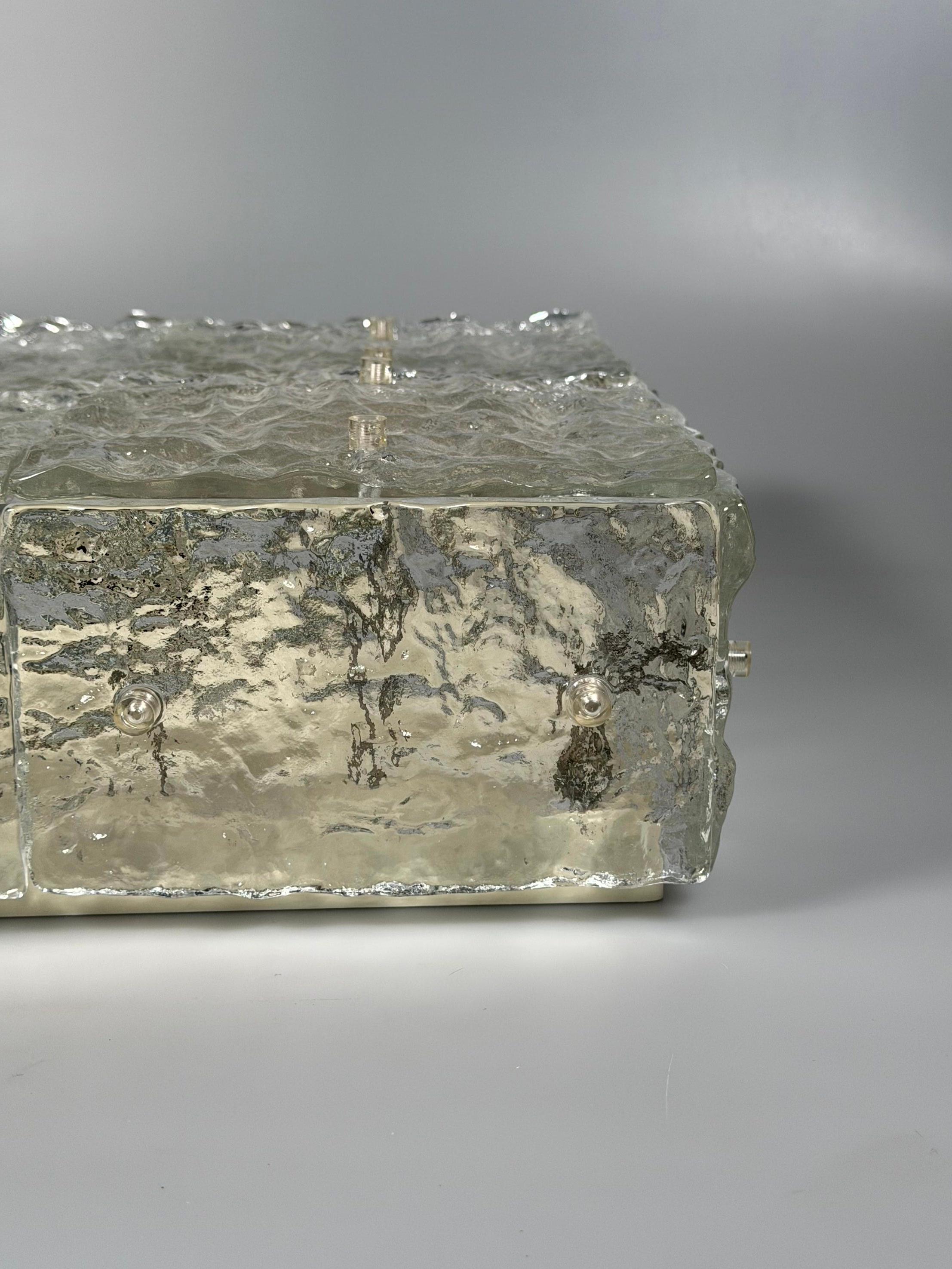 Plafonera de cristal de hielo de los años 60 de la década de 1970 de Kalmar Franken KG Austria en venta 3