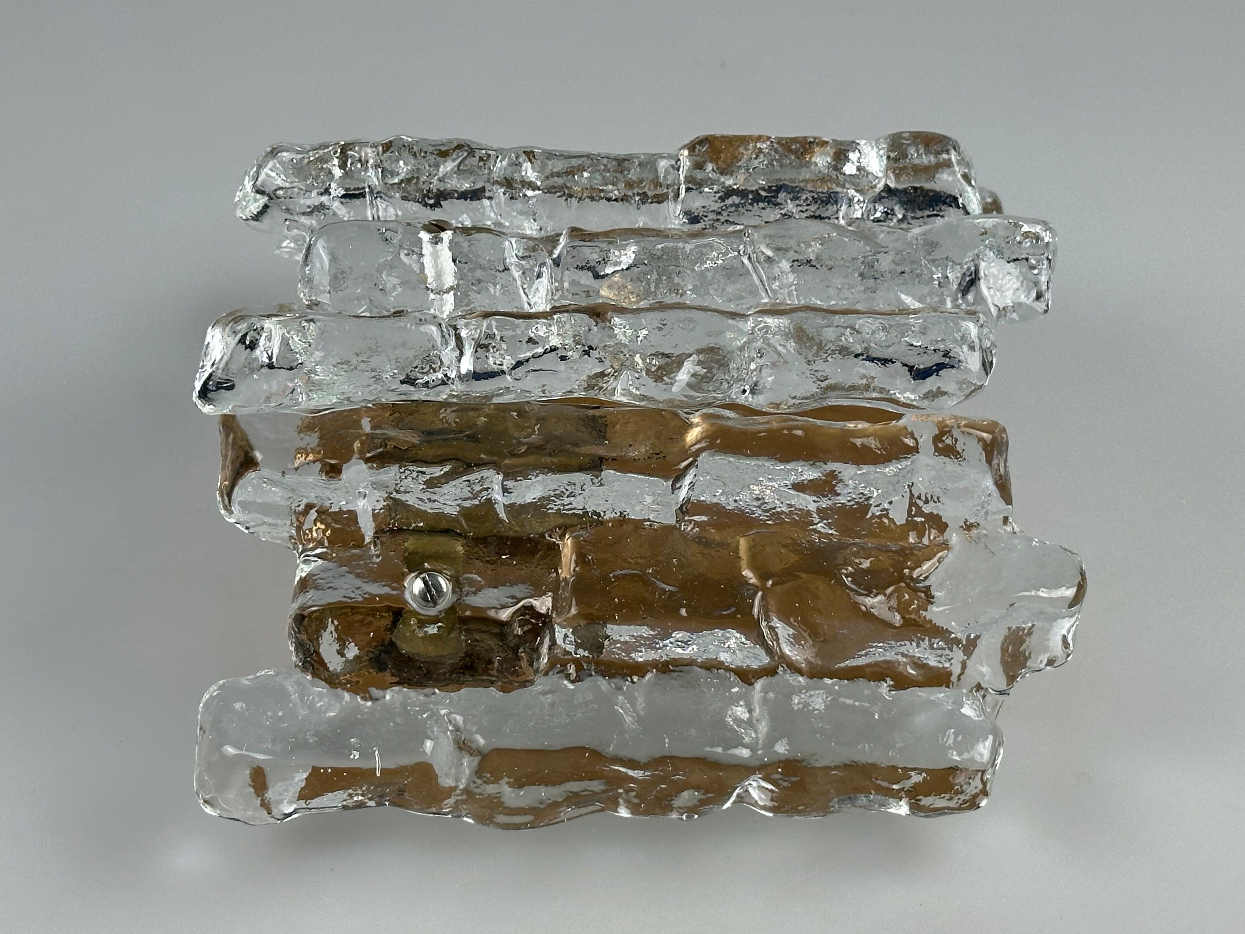 1960er 1970er Eisglas-Wandleuchte von J.T. Kalmar, Österreich Design im Angebot 6