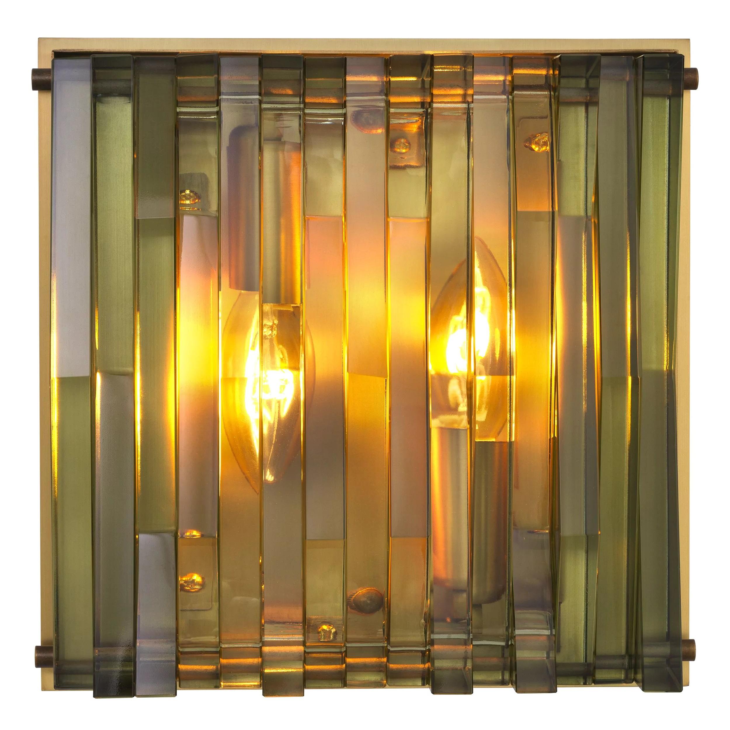1960s-1970s Italian Design And Brutalist Style Brass and Glass Wall Light In New Condition For Sale In Tourcoing, FR
