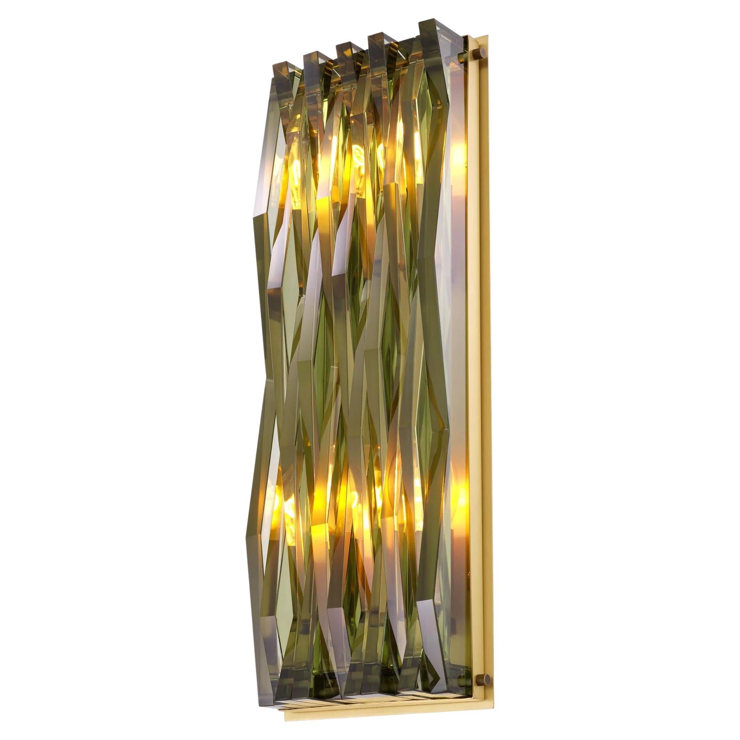 1960s-1970s Italian Design And Brutalist Style Brass and Glass Wall Light