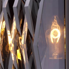 1960s-1970s Italian Design And Brutalist Style Bronze and Smoke Glass Wall Light