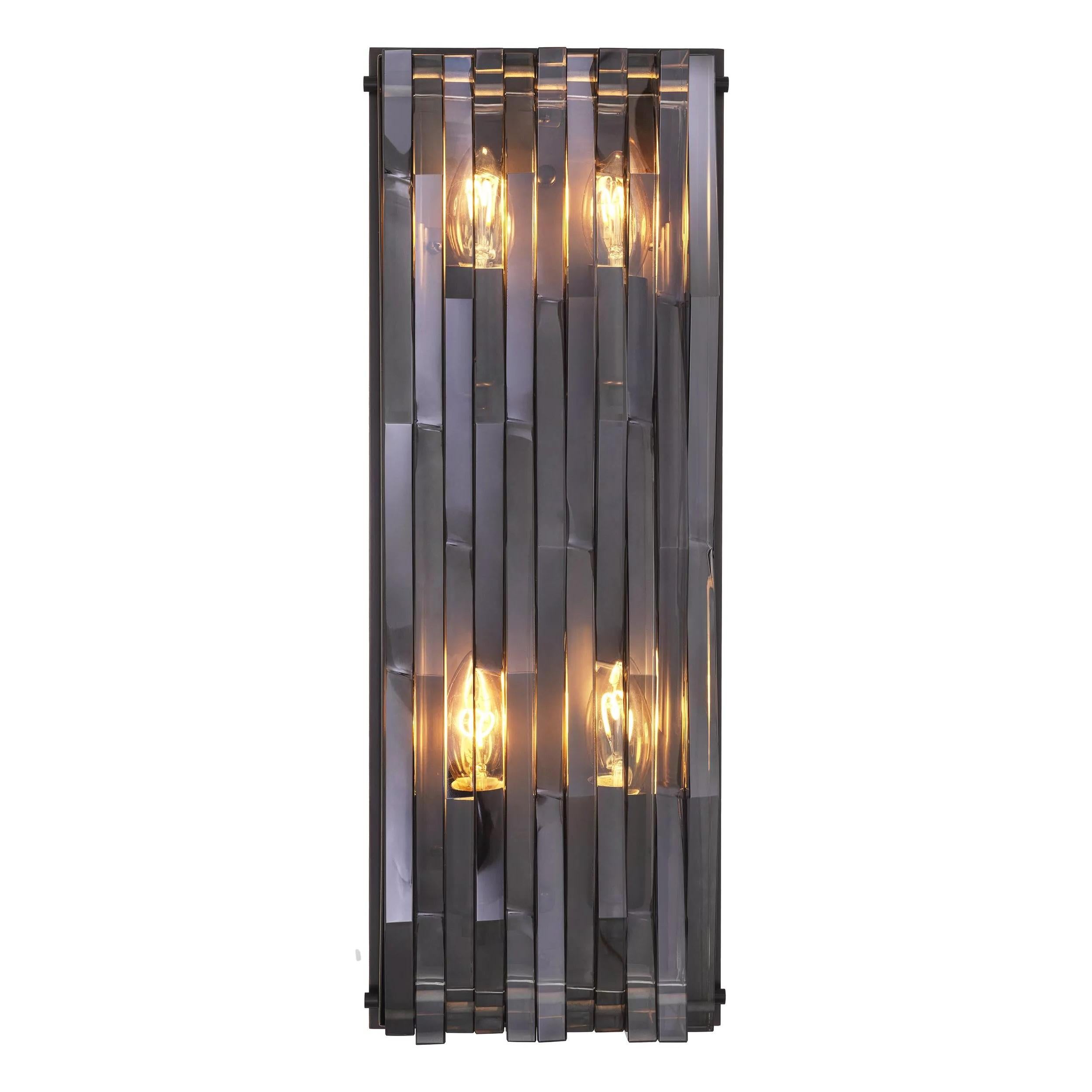 1960s-1970s Italian Design and Brutalist Style Bronze and Smoke Glass Wall Light In New Condition For Sale In Tourcoing, FR