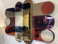 1960s 1970s Italian Design Style Large Colored Graphic Mirror