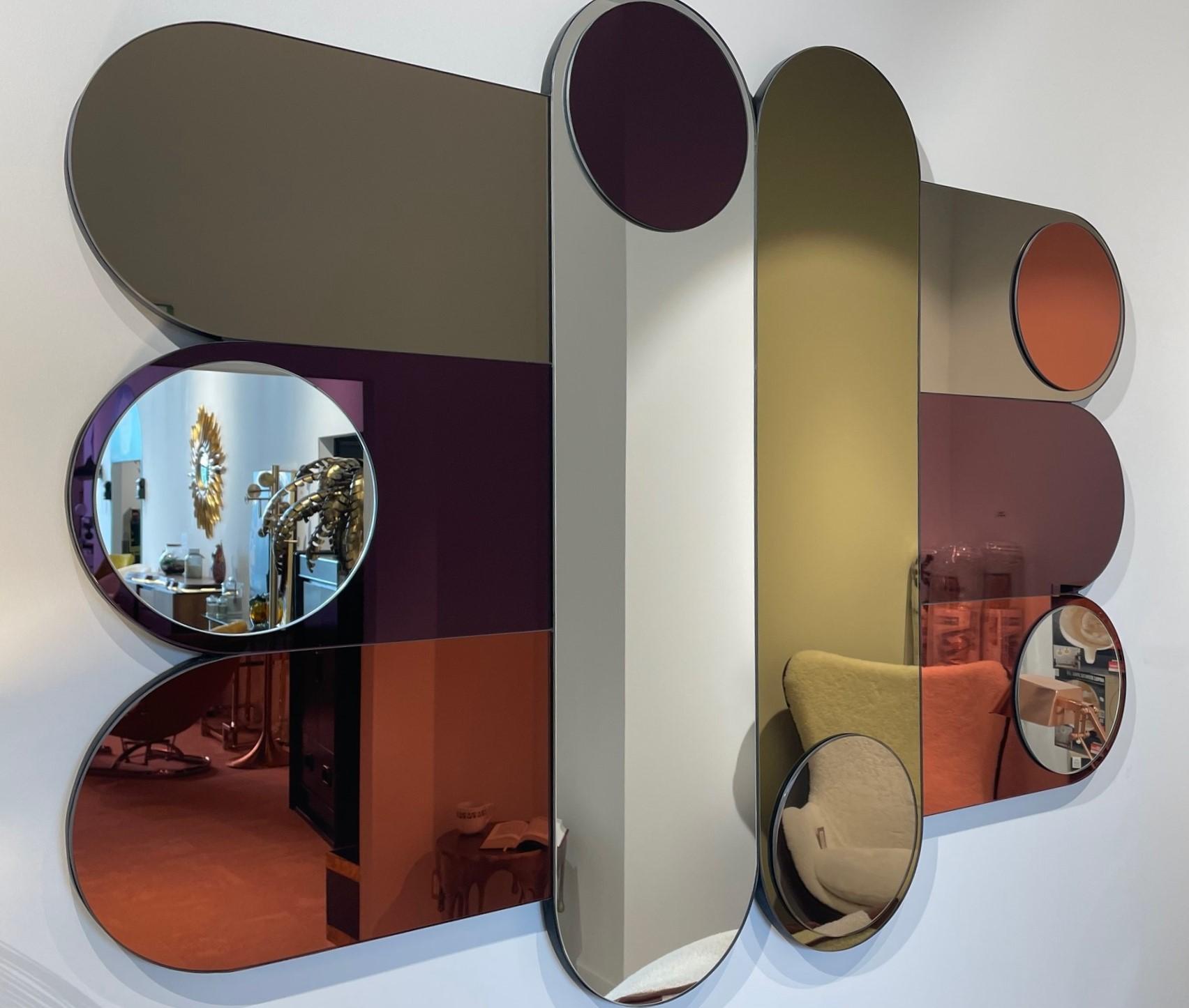 1960s 1970s Italian Design Style Large Colored Graphic Mirror For Sale 1