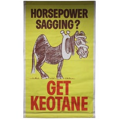 Retro 1960s-1970s Keotane "Horsepower Sagging" Canvas Poster