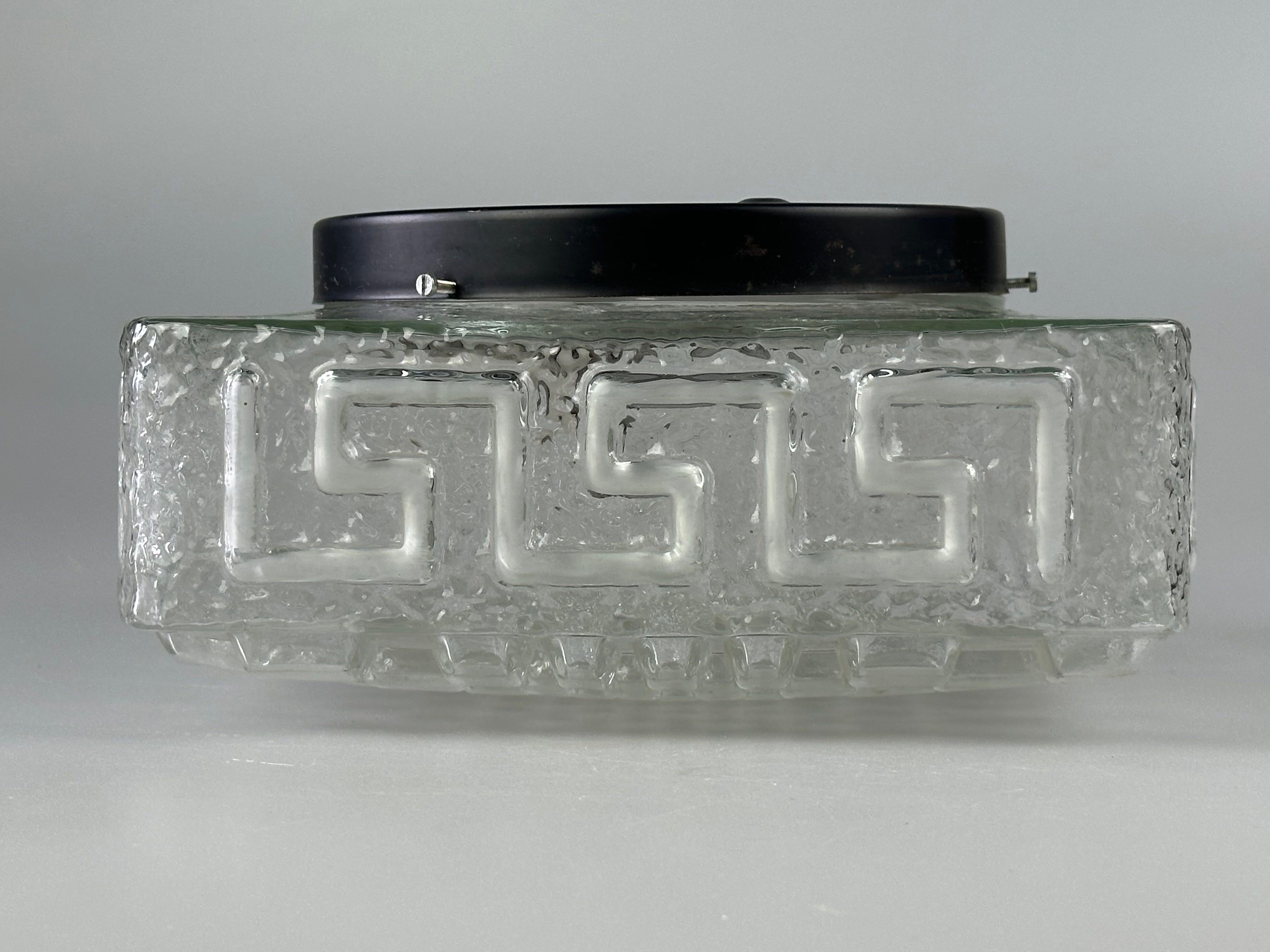 1960s 1970s Lamp Light Ceiling Flush Mount Glass German Design For Sale 6