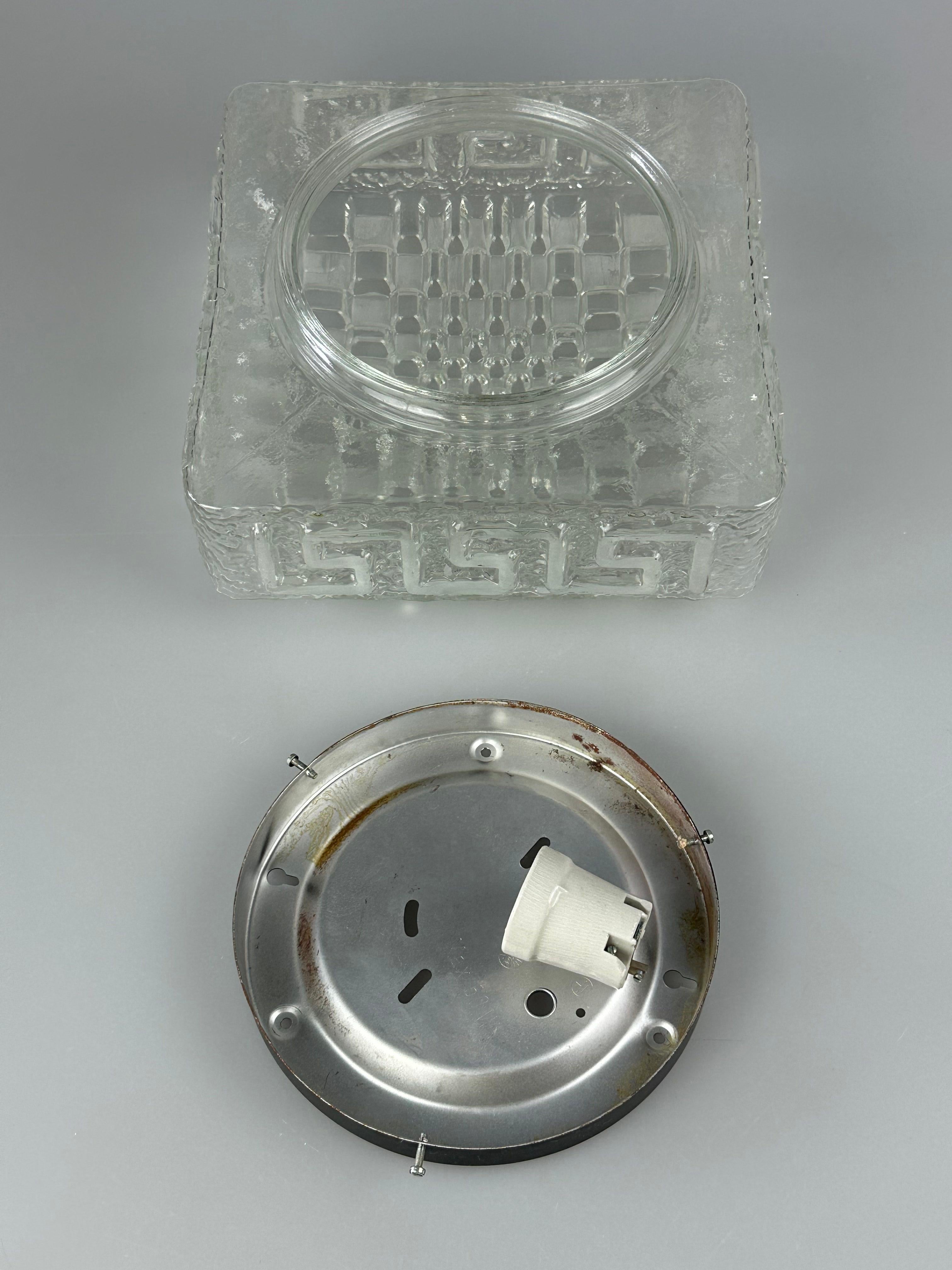 1960s 1970s Lamp Light Ceiling Flush Mount Glass German Design For Sale 7