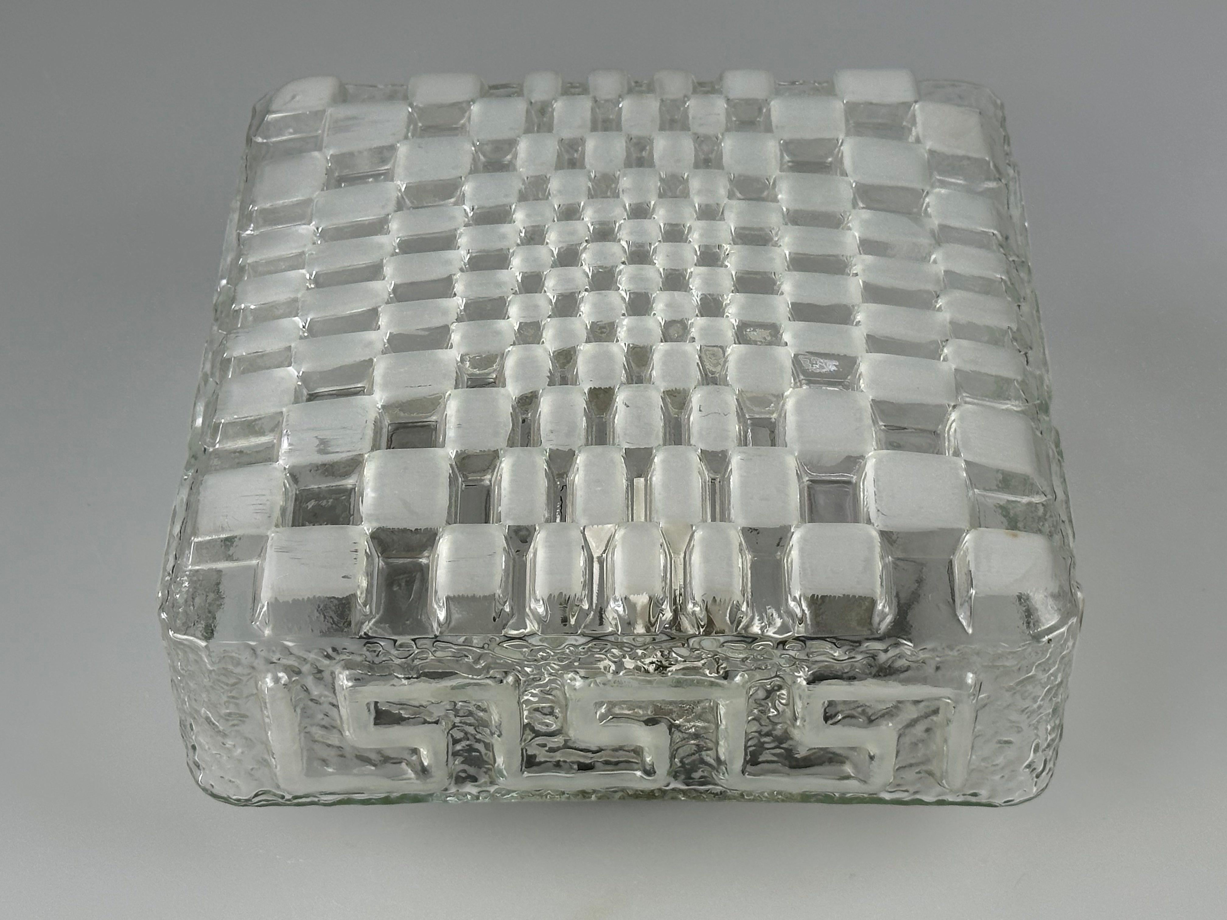 Mid-20th Century 1960s 1970s Lamp Light Ceiling Flush Mount Glass German Design For Sale
