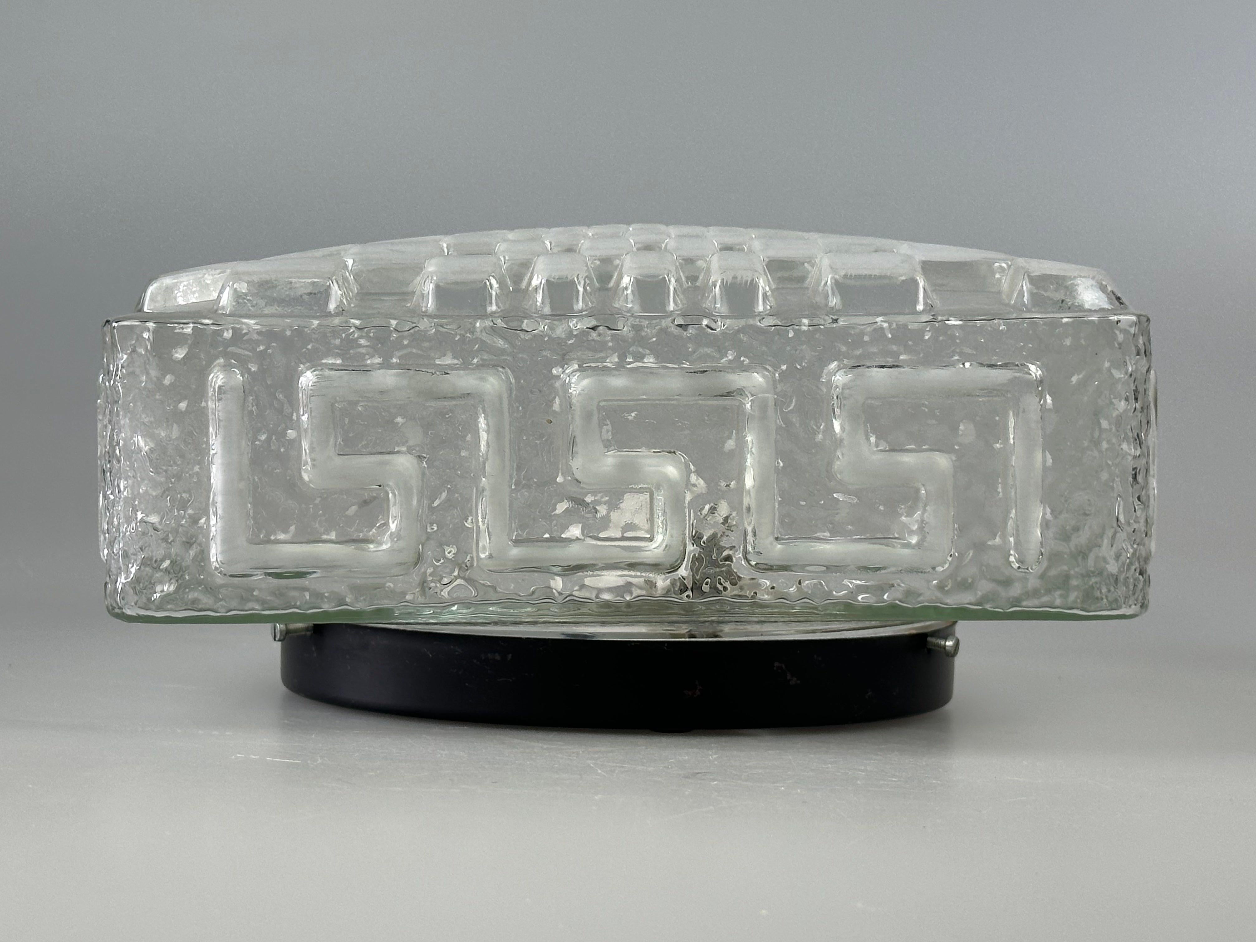 Metal 1960s 1970s Lamp Light Ceiling Flush Mount Glass German Design For Sale